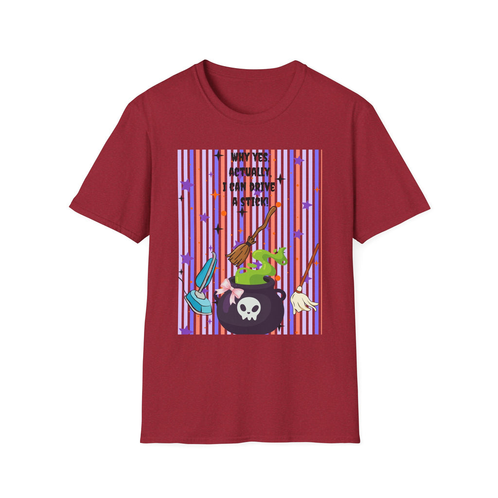 Witchy Broomstick Tee - "Why Yes Actually I Can Drive a Stick" Graphic T-Shirt Hocus Pocus