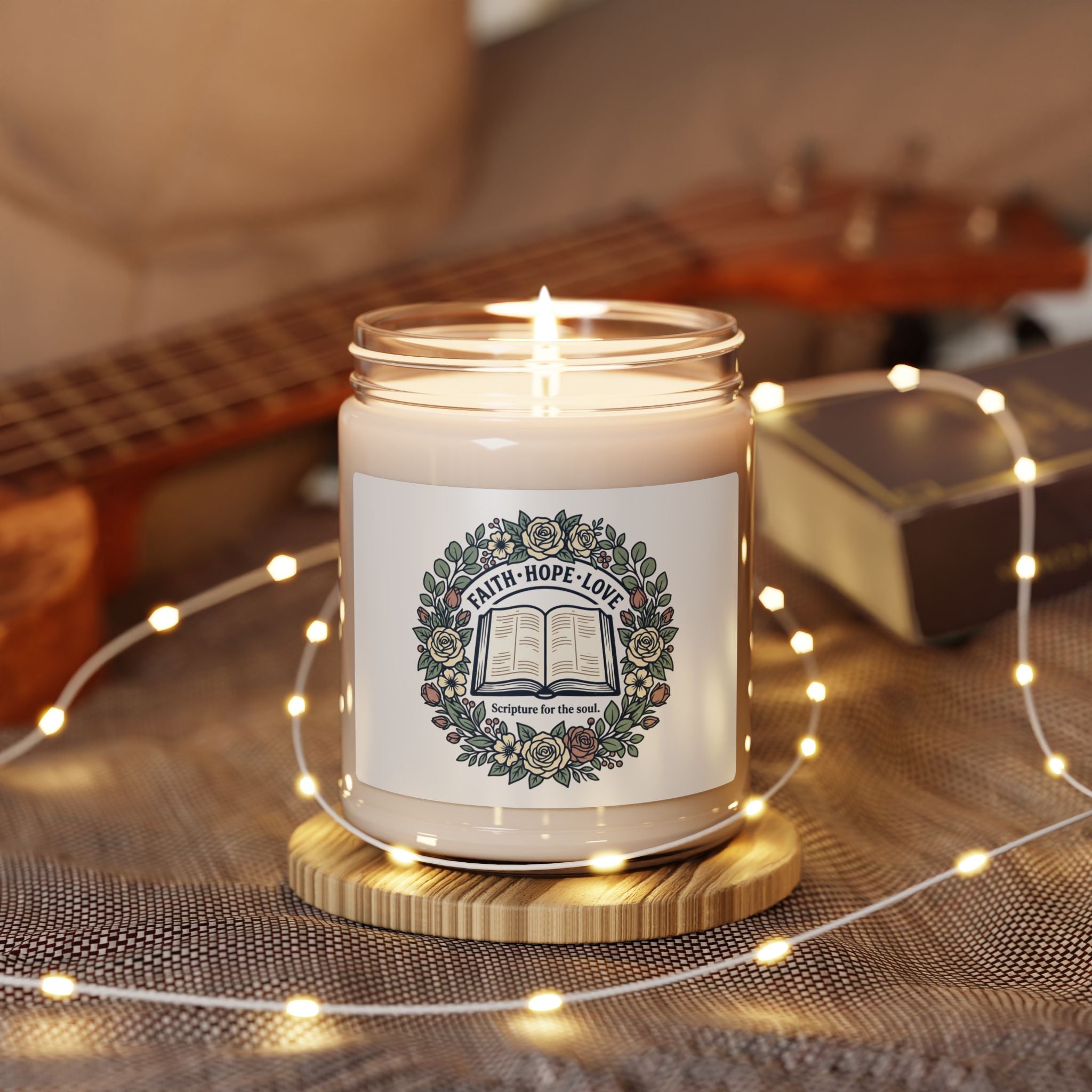 Faith, Hope & Love Scented Soy Candle — 9oz Inspirational Scripture Candle