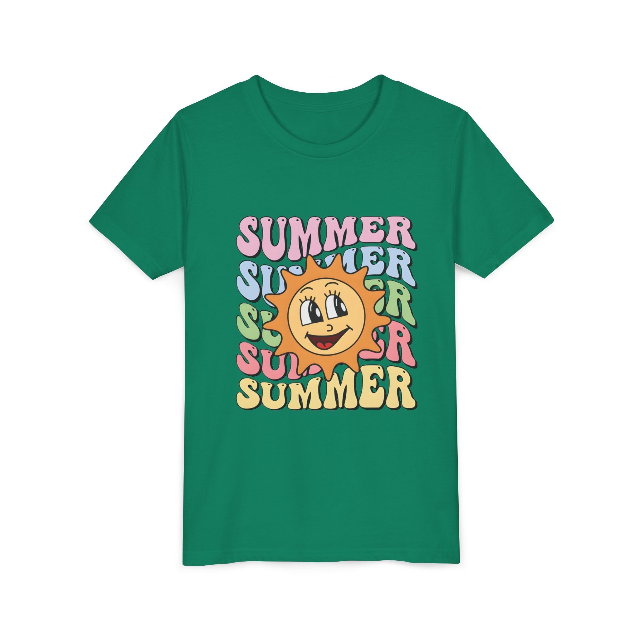 Youth Tee – Retro Happy Sun “Summer” Graphic Kids T-Shirt