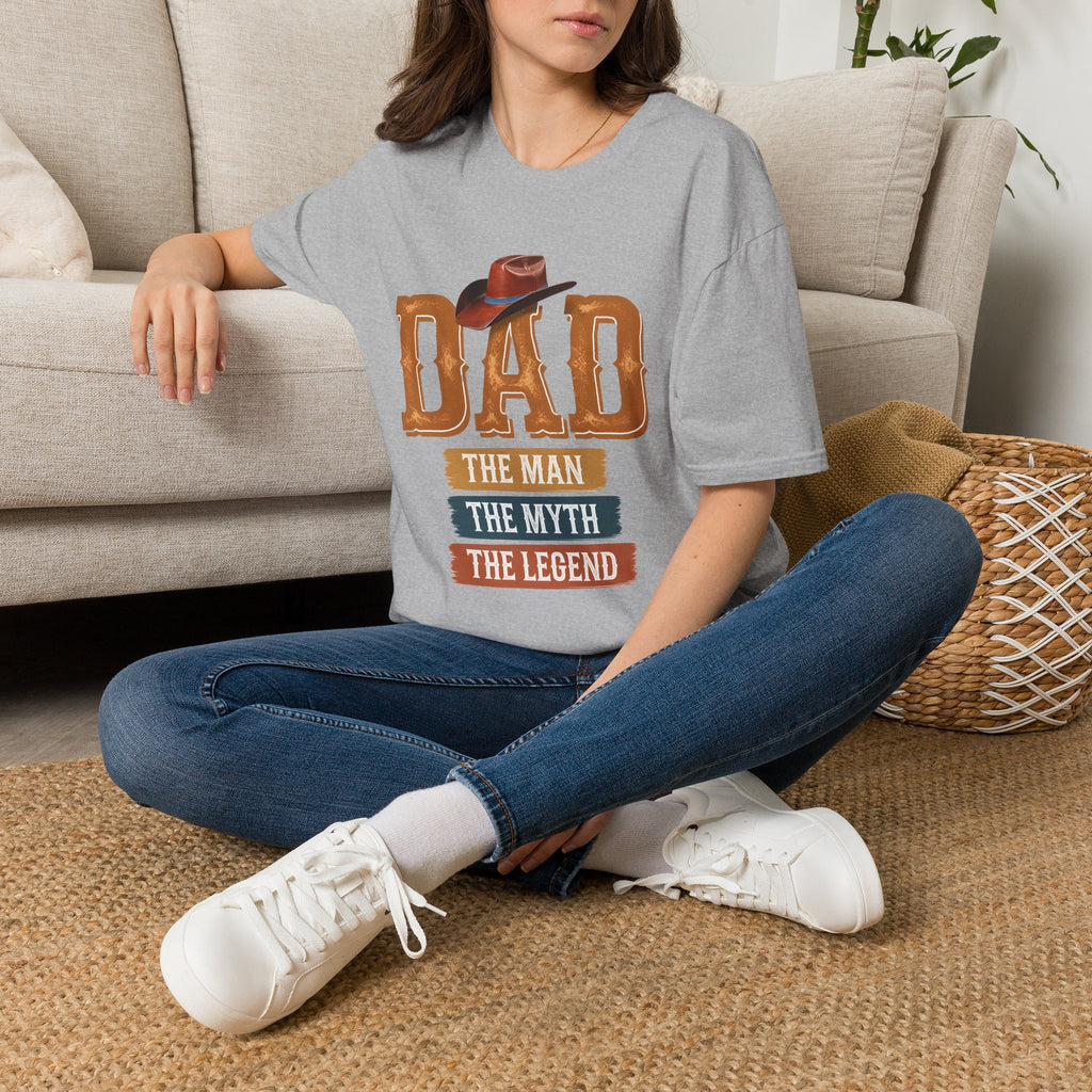 Dad Cowboy T-Shirt — "DAD" with Hat & "The Man The Myth The Legend" Design