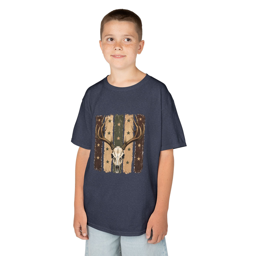 Kids Deer Skull Tee — Rustic Antler Graphic T-Shirt for Outdoor-Loving Kids