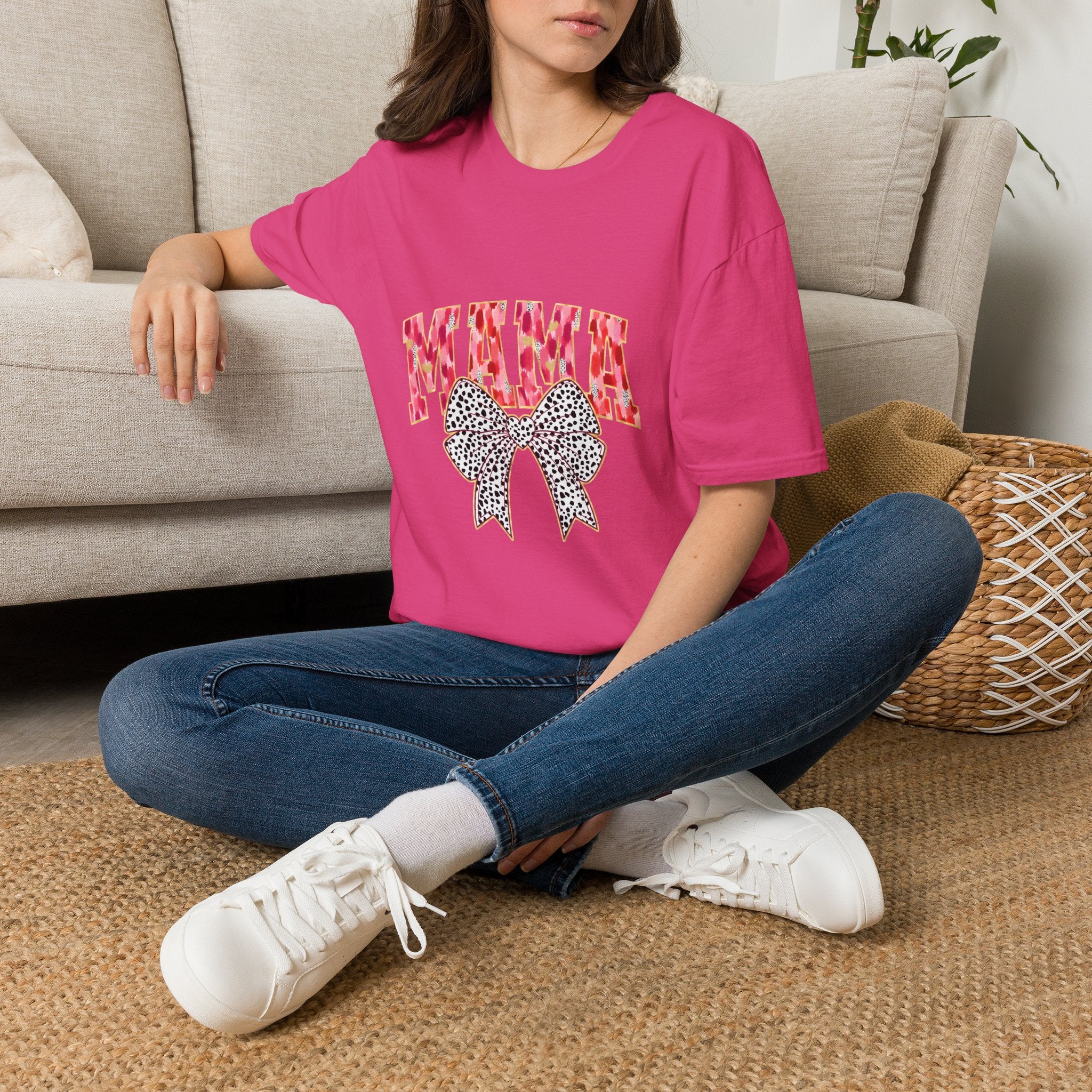 Mama T-Shirt with Leopard Bow — Cute Mom Graphic Tee