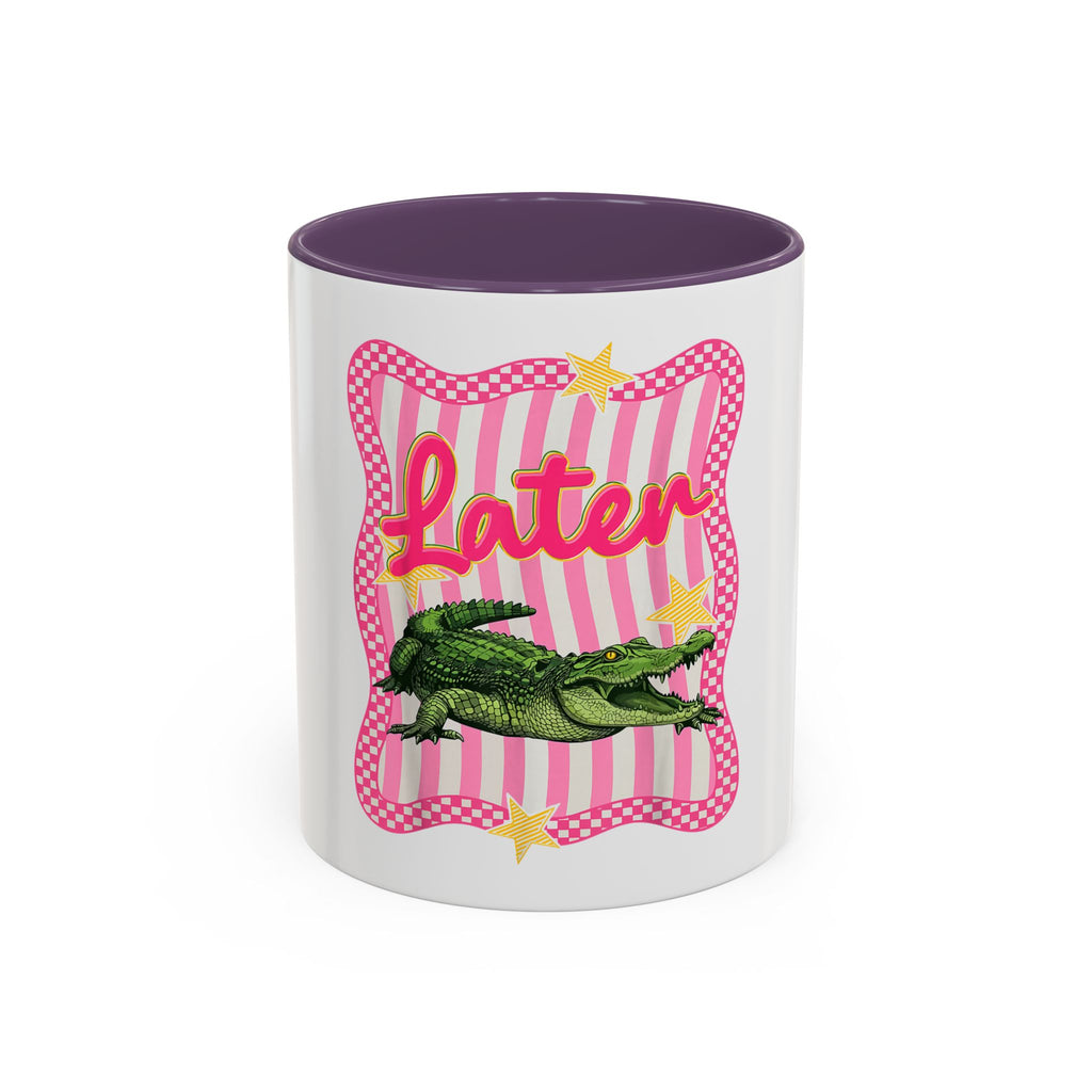 Coffee Mug - 'Later' Retro Pink Gator Accent Mug (11/15oz)