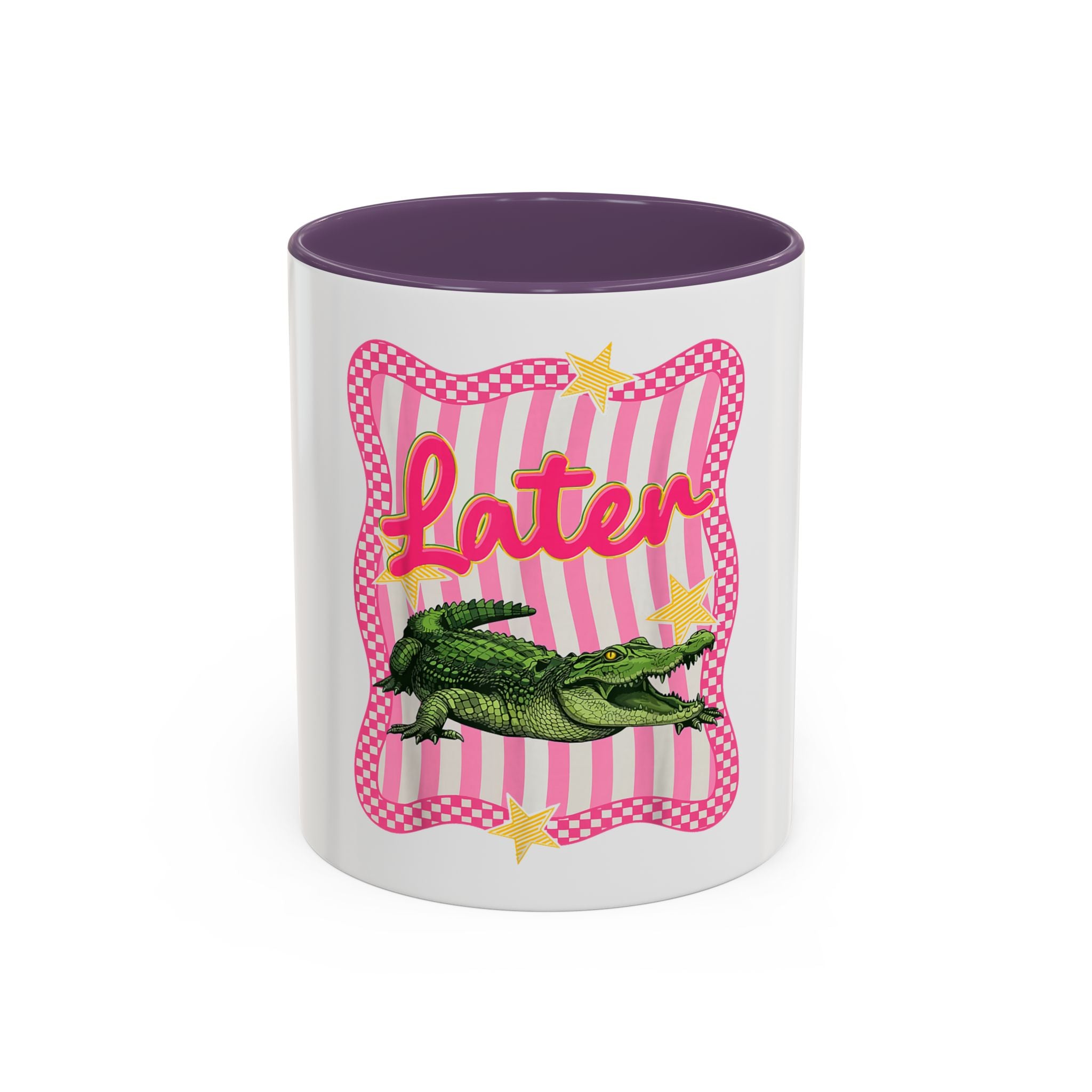 Coffee Mug - 'Later' Retro Pink Gator Accent Mug (11/15oz)