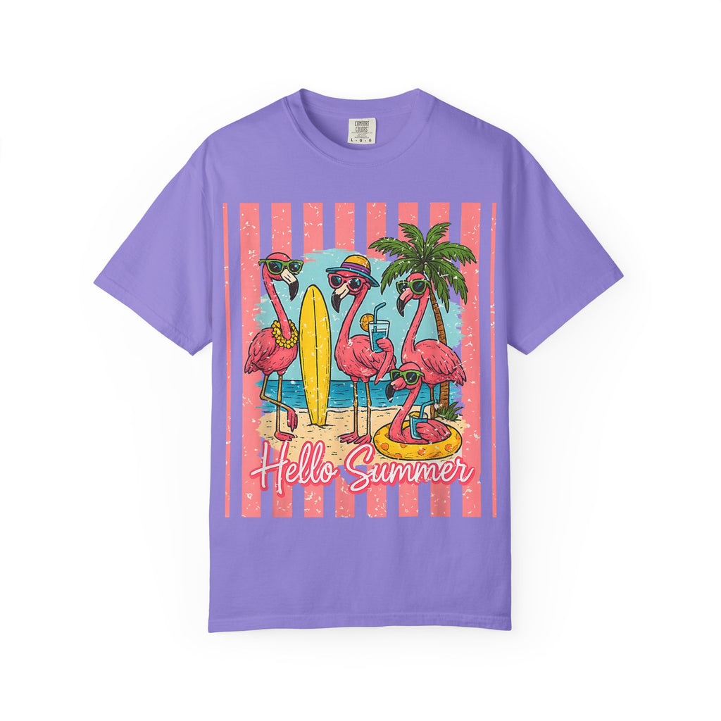 Hello Summer Flamingo Beach T-Shirt