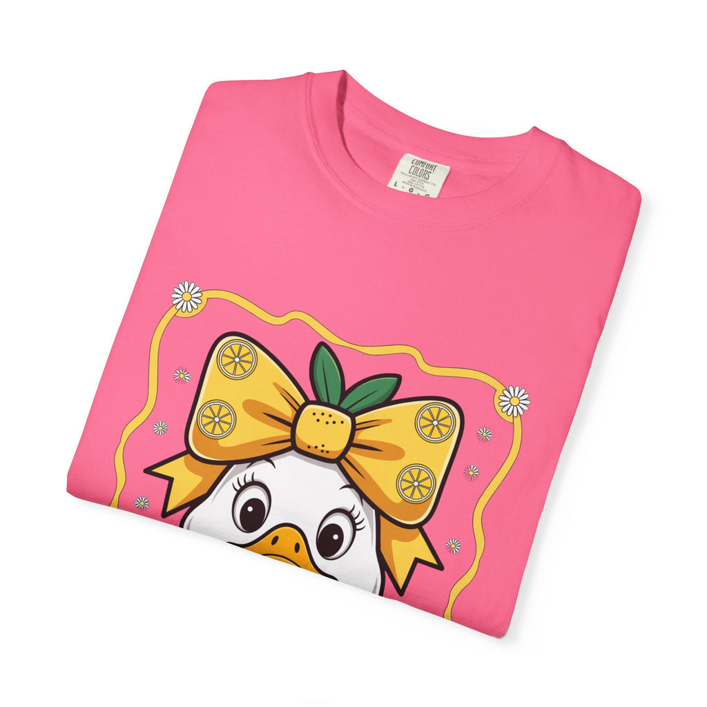 Cute Lemon Duck T-Shirt — Whimsical Duck with Bow Graphic Tee