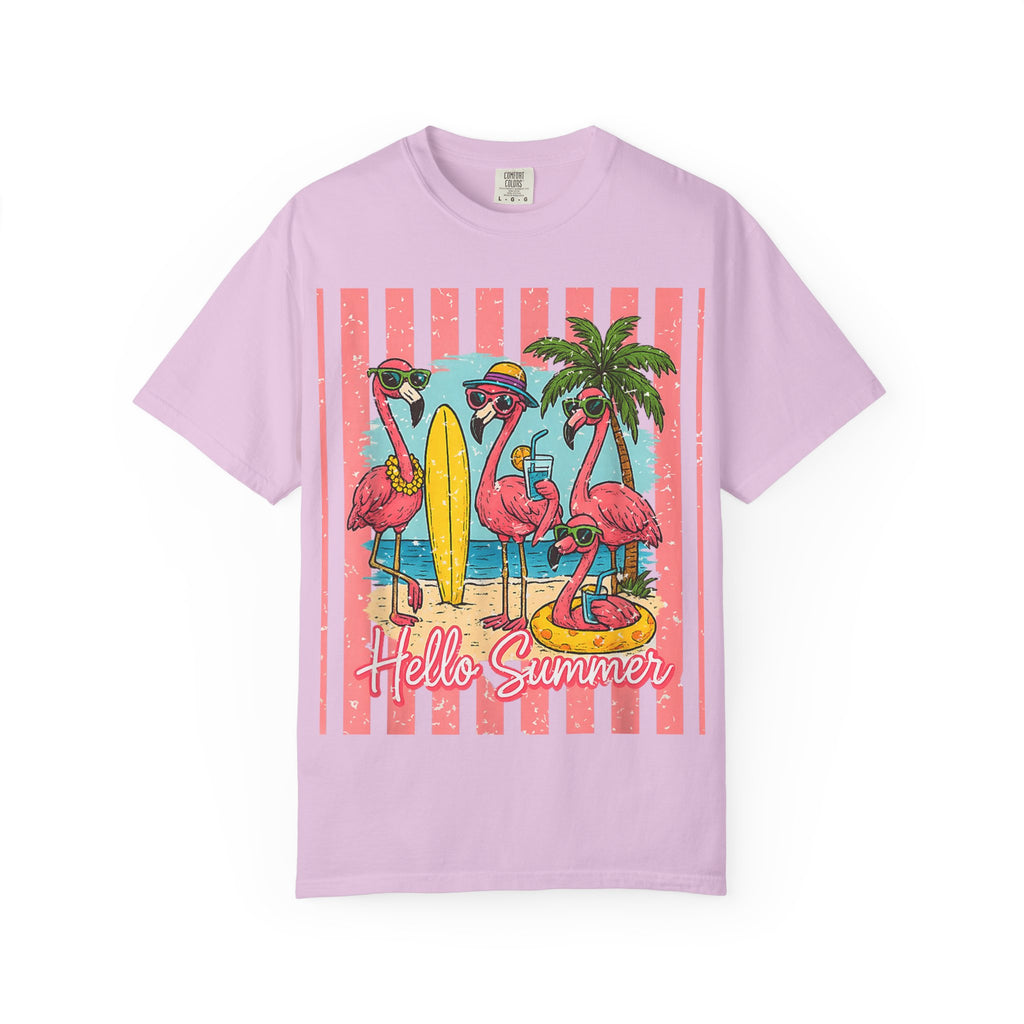 Hello Summer Flamingo Beach T-Shirt