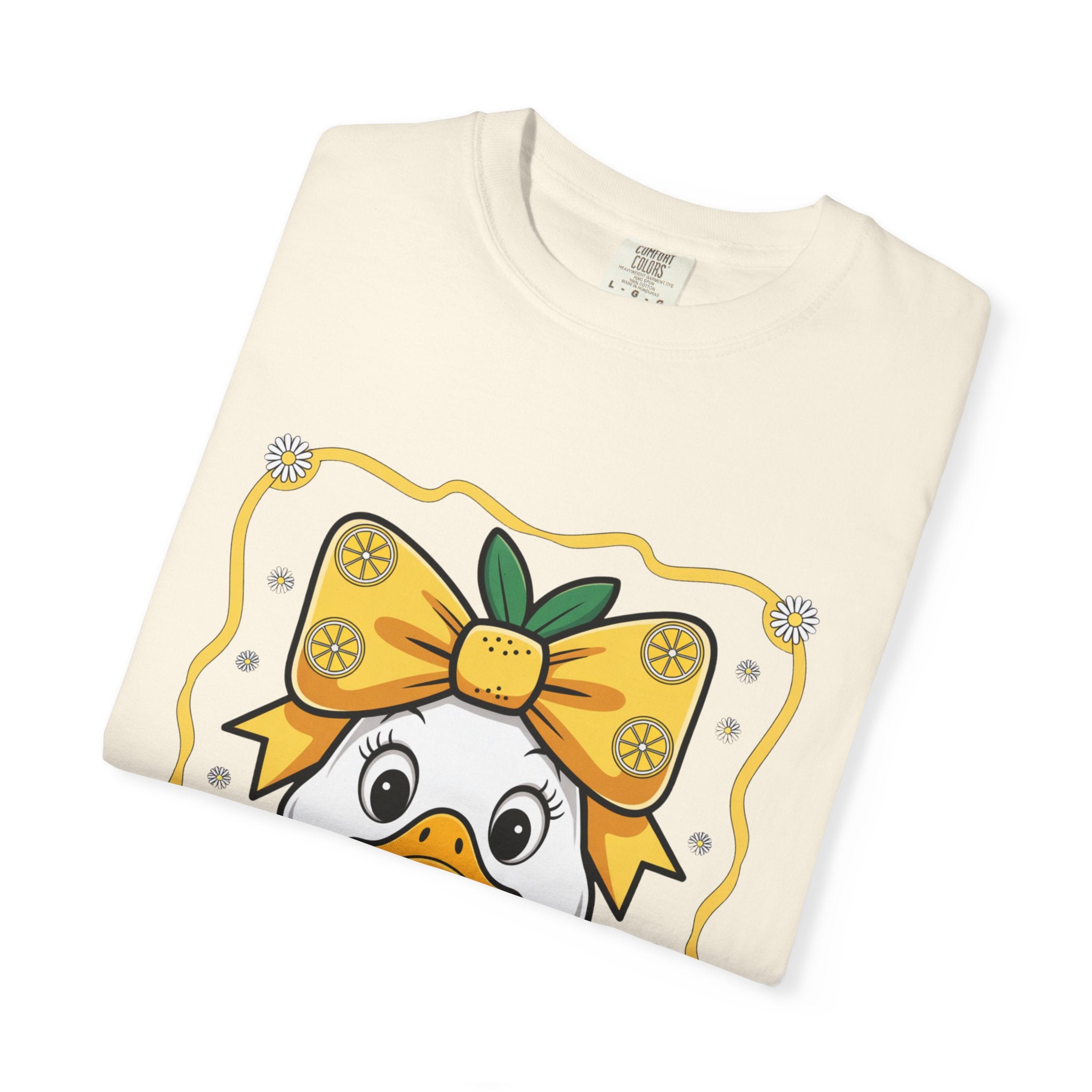 Cute Lemon Duck T-Shirt — Whimsical Duck with Bow Graphic Tee