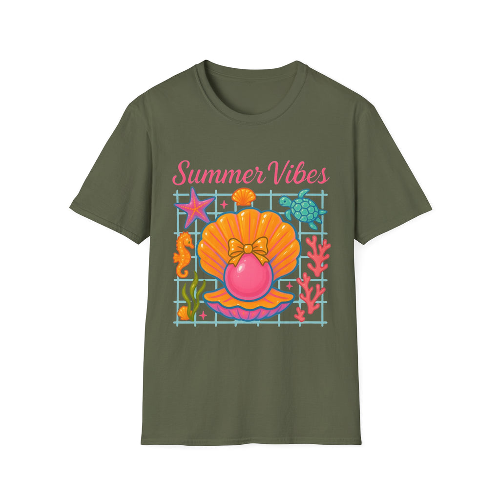 T-Shirt — "Summer Vibes" Seashell & Sea Life Beach Tee