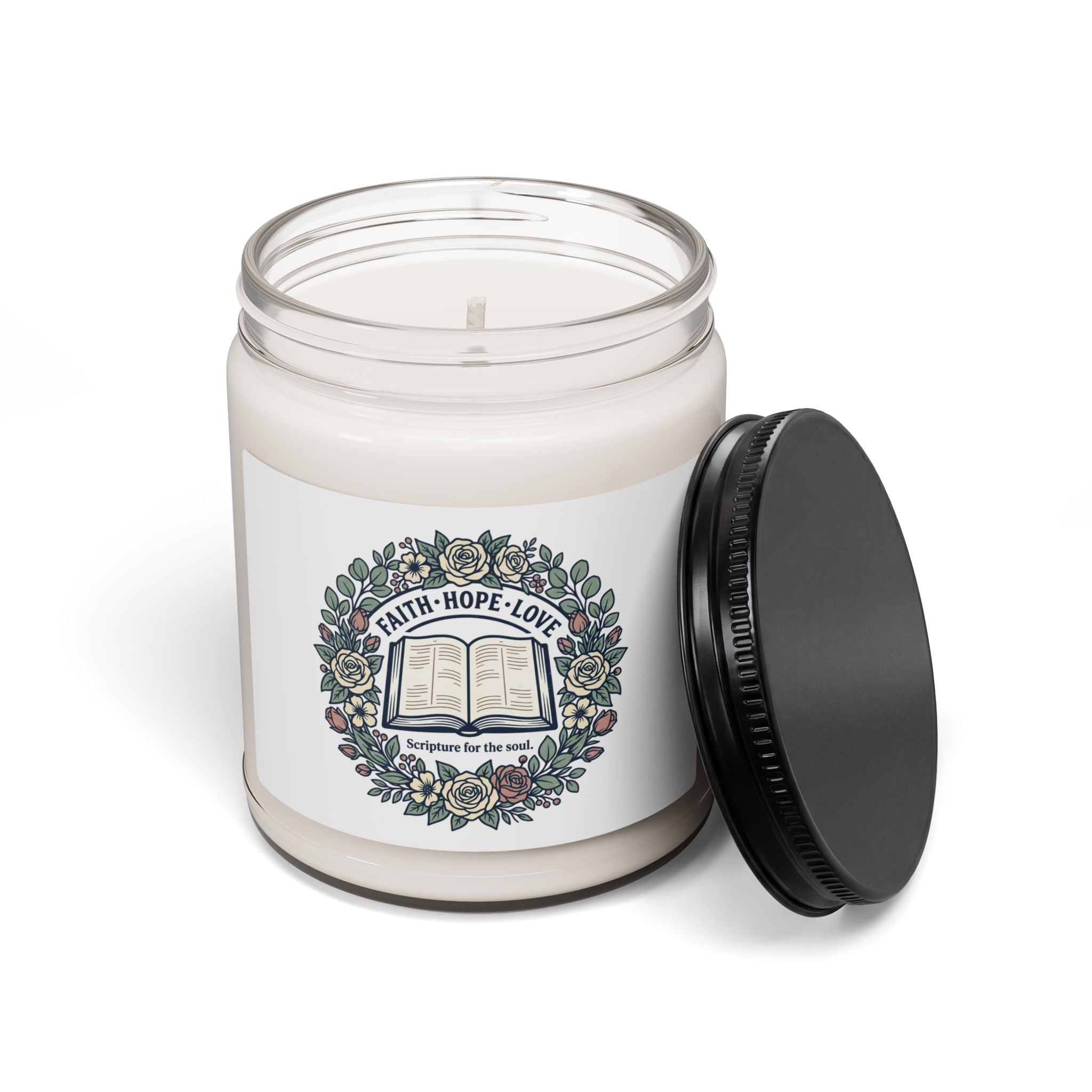 Faith, Hope & Love Scented Soy Candle — 9oz Inspirational Scripture Candle