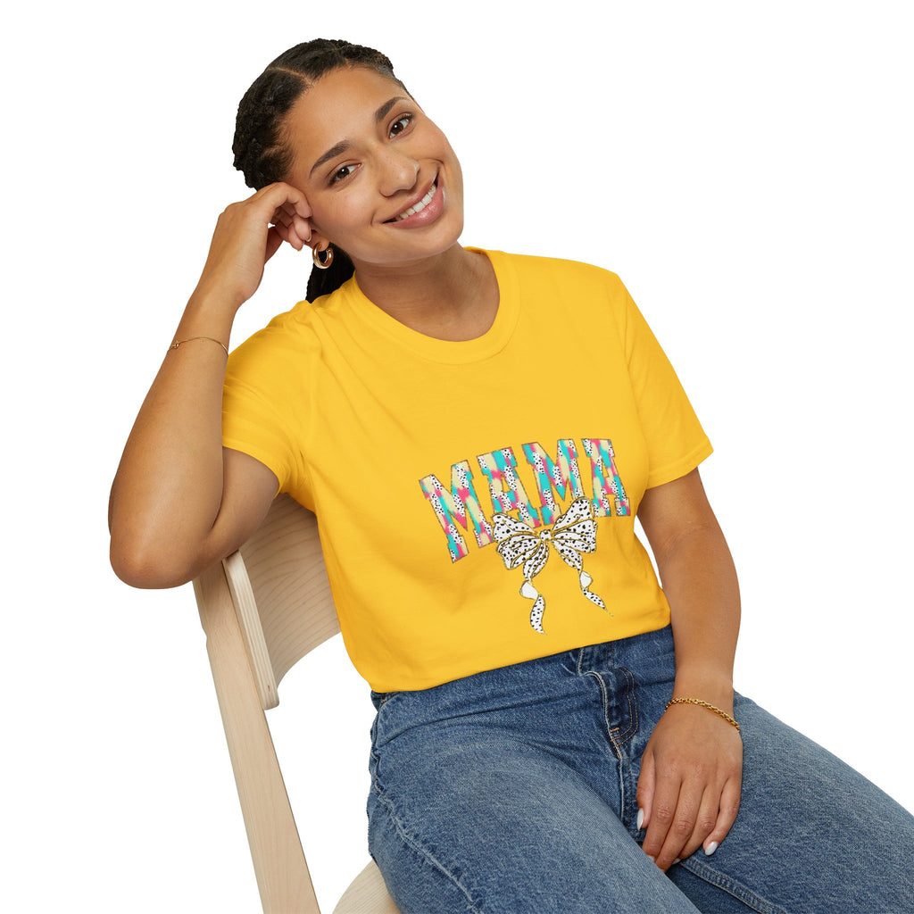 Mama Graphic Tee — Colorful Floral Leopard Bow Design