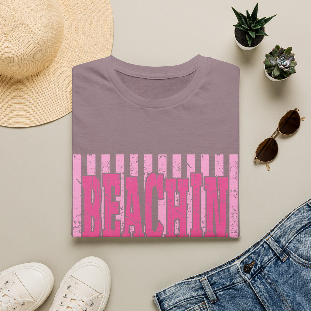 Beachin' Pink Striped Graphic T-Shirt | Summer Beach Vibes