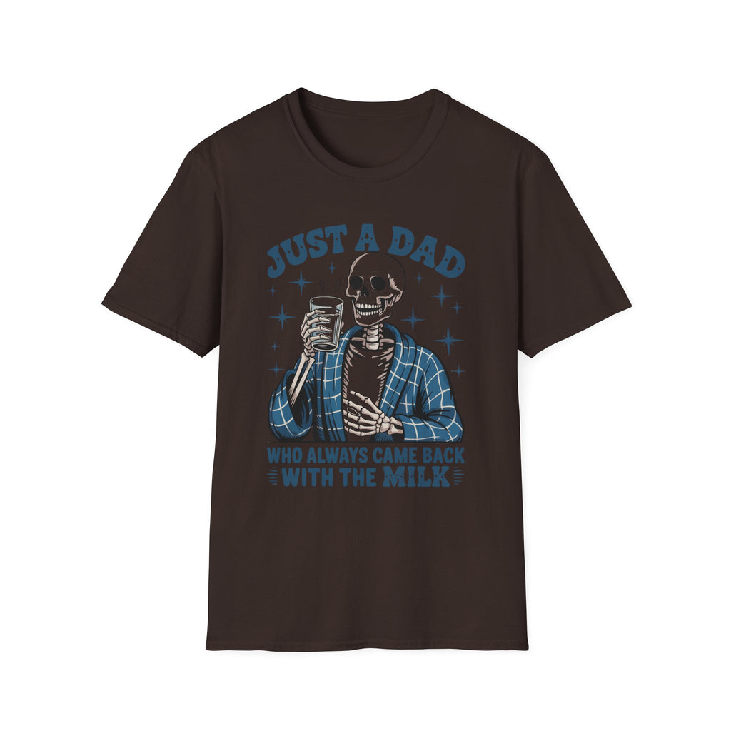 Just a Dad T-Shirt — 'Just a Dad Who Always Came Back With the Milk' Skeleton Vintage Tee