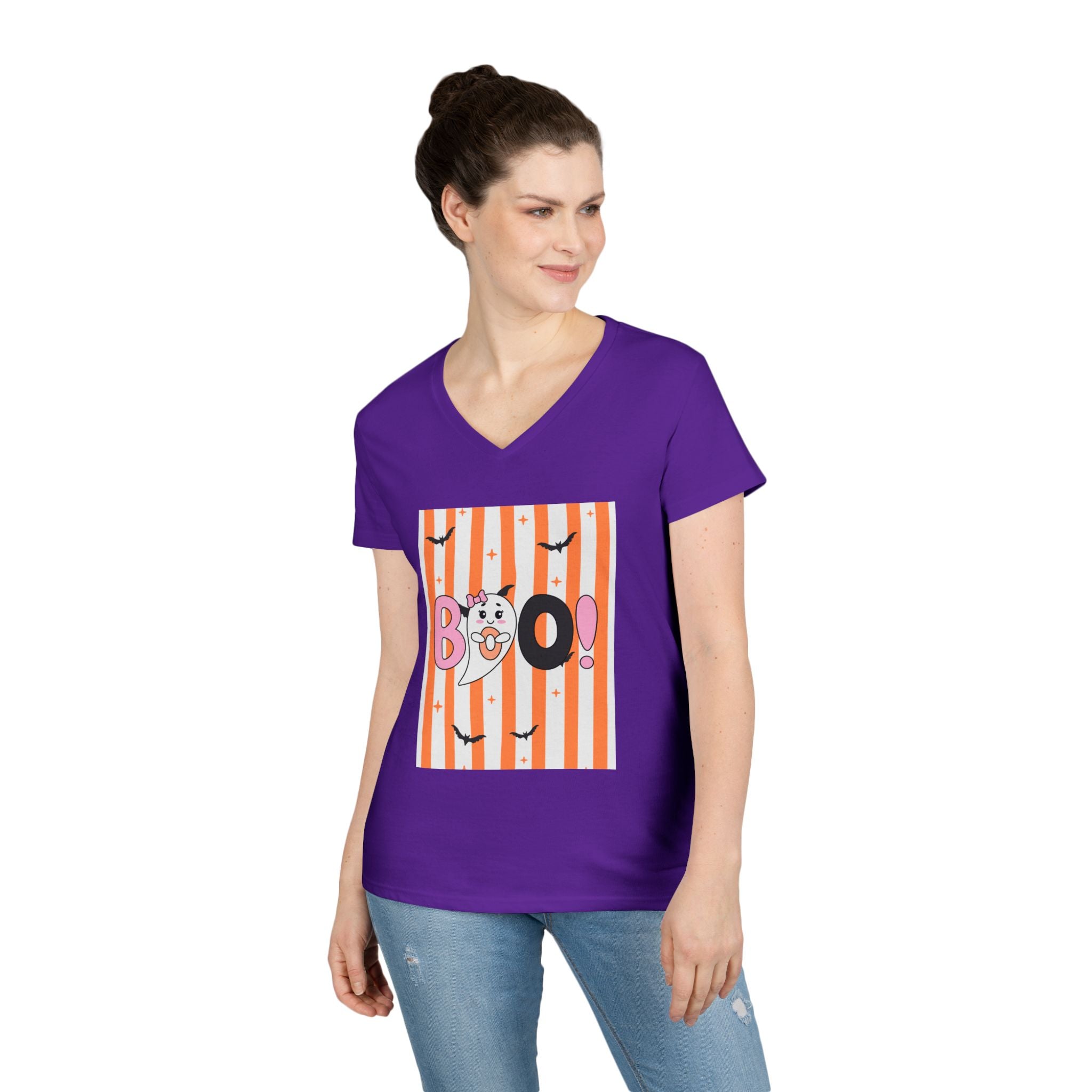 Boo! Ghost Halloween V‑Neck Tee