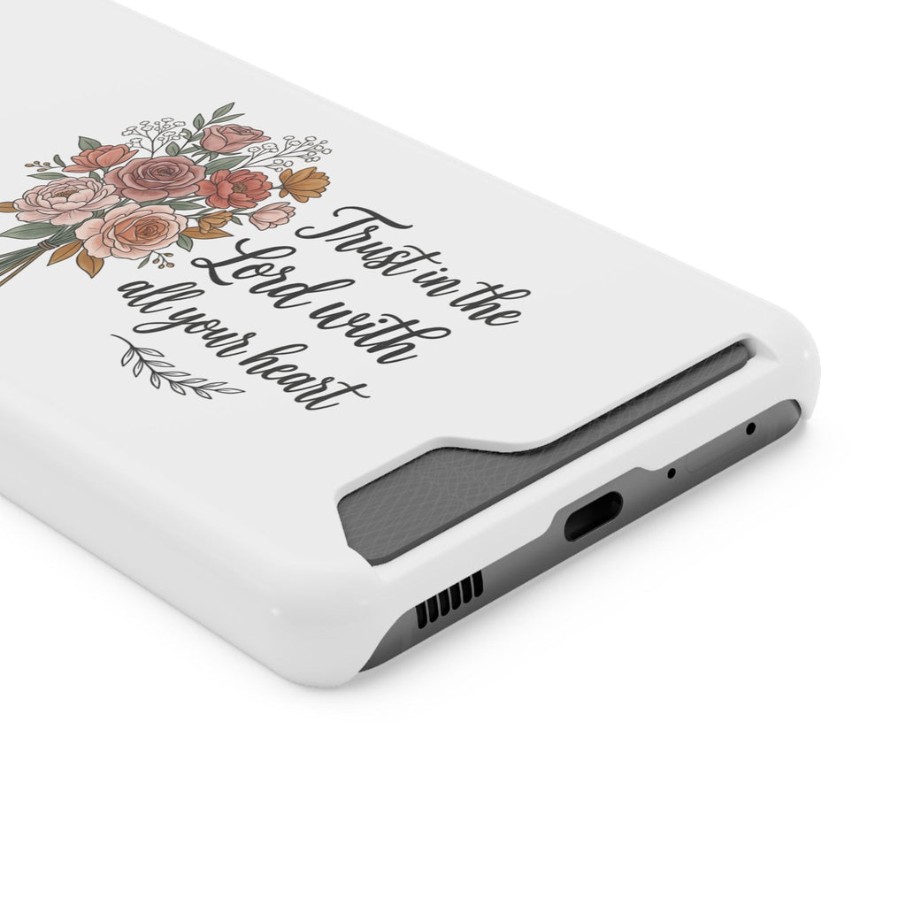 Phone Case with Card Holder — Floral "Trust in the Lord with all your heart" Religious Wallet Case