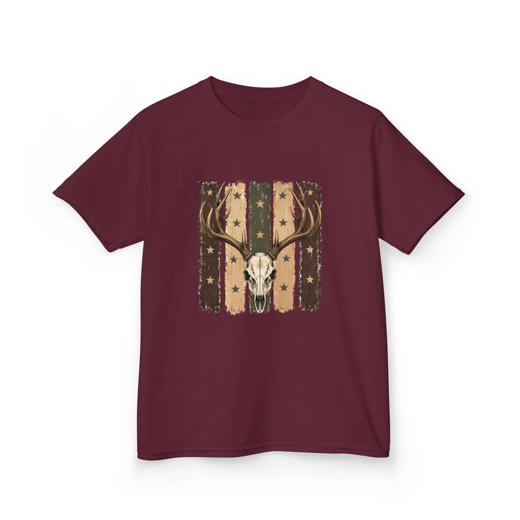 Kids Deer Skull Tee — Rustic Antler Graphic T-Shirt for Outdoor-Loving Kids