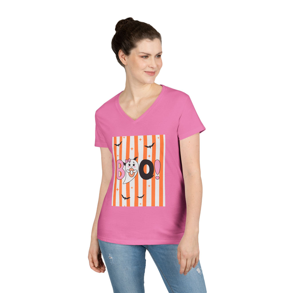 Boo! Ghost Halloween V‑Neck Tee