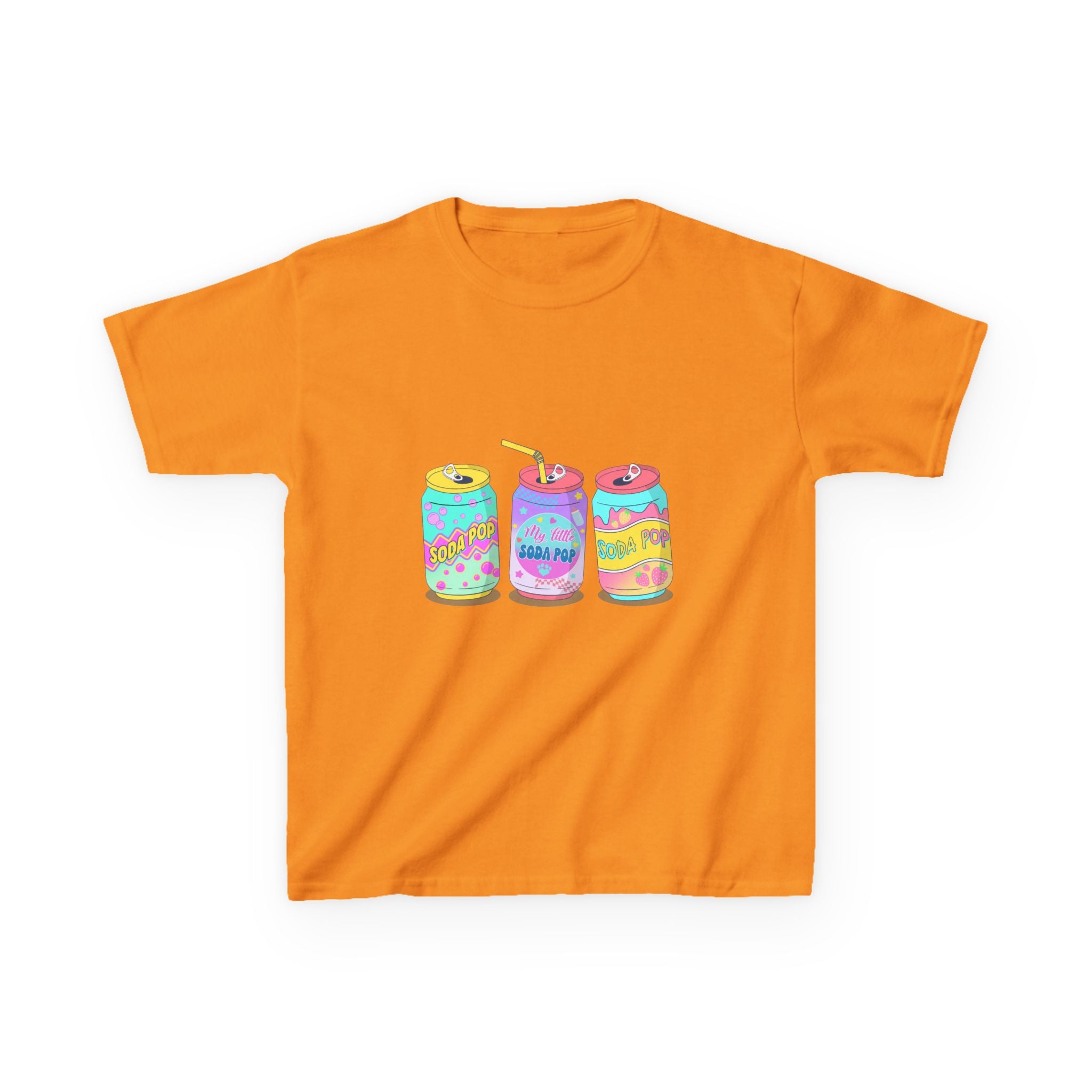 Kids T-Shirt — Colorful Soda Can Trio Graphic Tee (Cute Retro Drink Design)