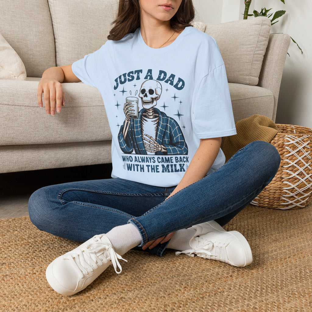 Just a Dad T-Shirt — 'Just a Dad Who Always Came Back With the Milk' Skeleton Vintage Tee