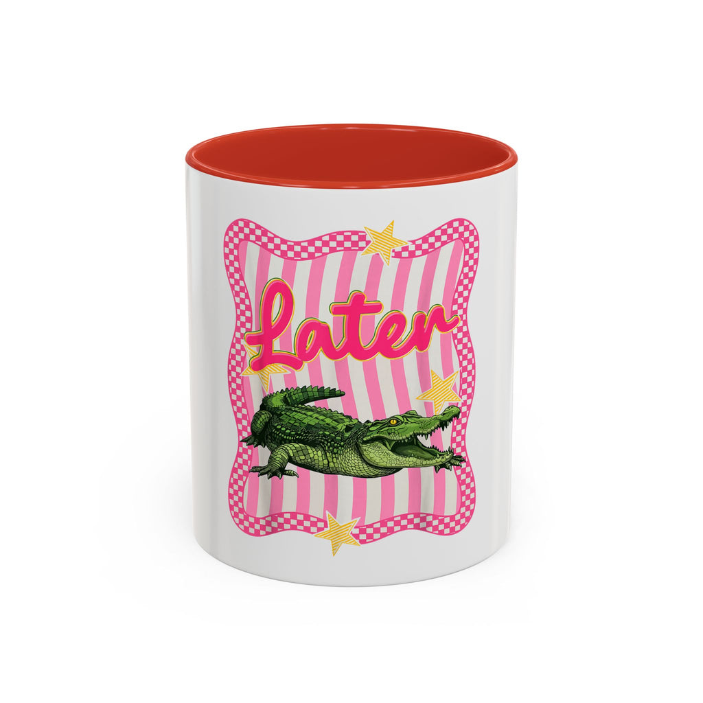 Coffee Mug - 'Later' Retro Pink Gator Accent Mug (11/15oz)