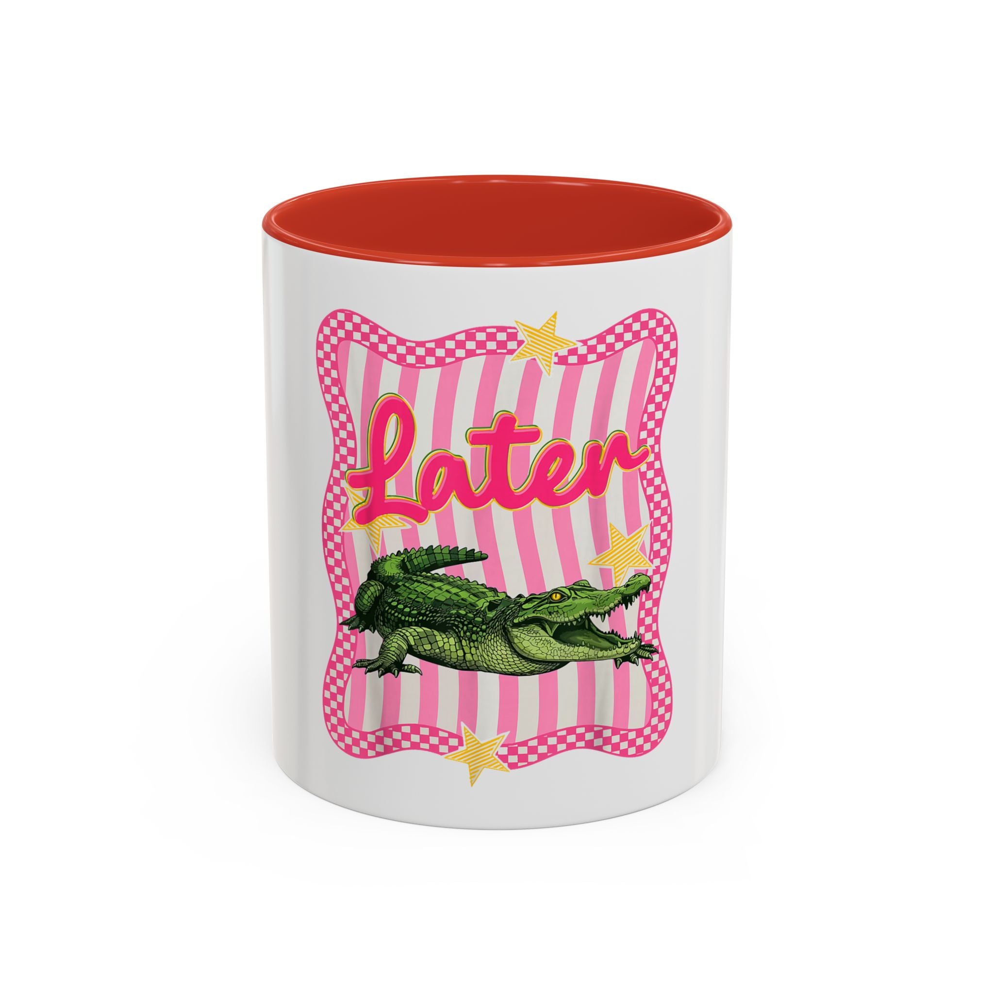 Coffee Mug - 'Later' Retro Pink Gator Accent Mug (11/15oz)
