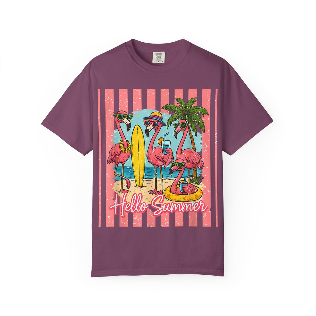 Hello Summer Flamingo Beach T-Shirt
