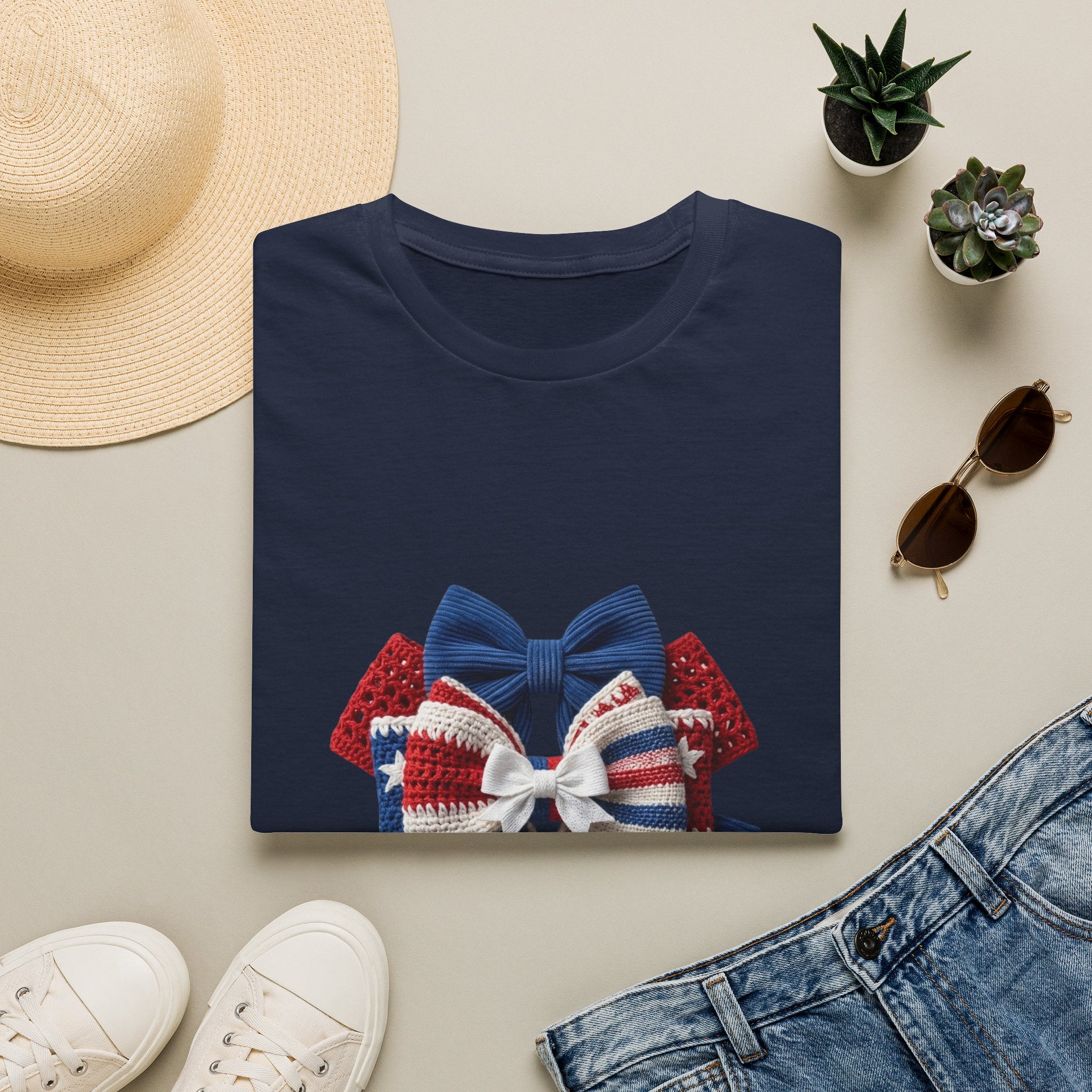 Patriotic Bow T-Shirt — Red White & Blue Ribbon Graphic