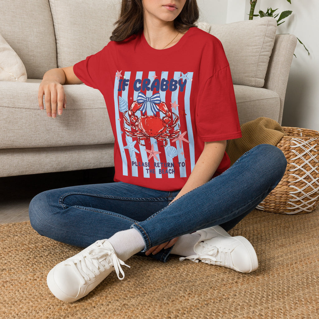 T-Shirt — "If Crabby Please Return to the Beach" Nautical Crab Graphic Tee