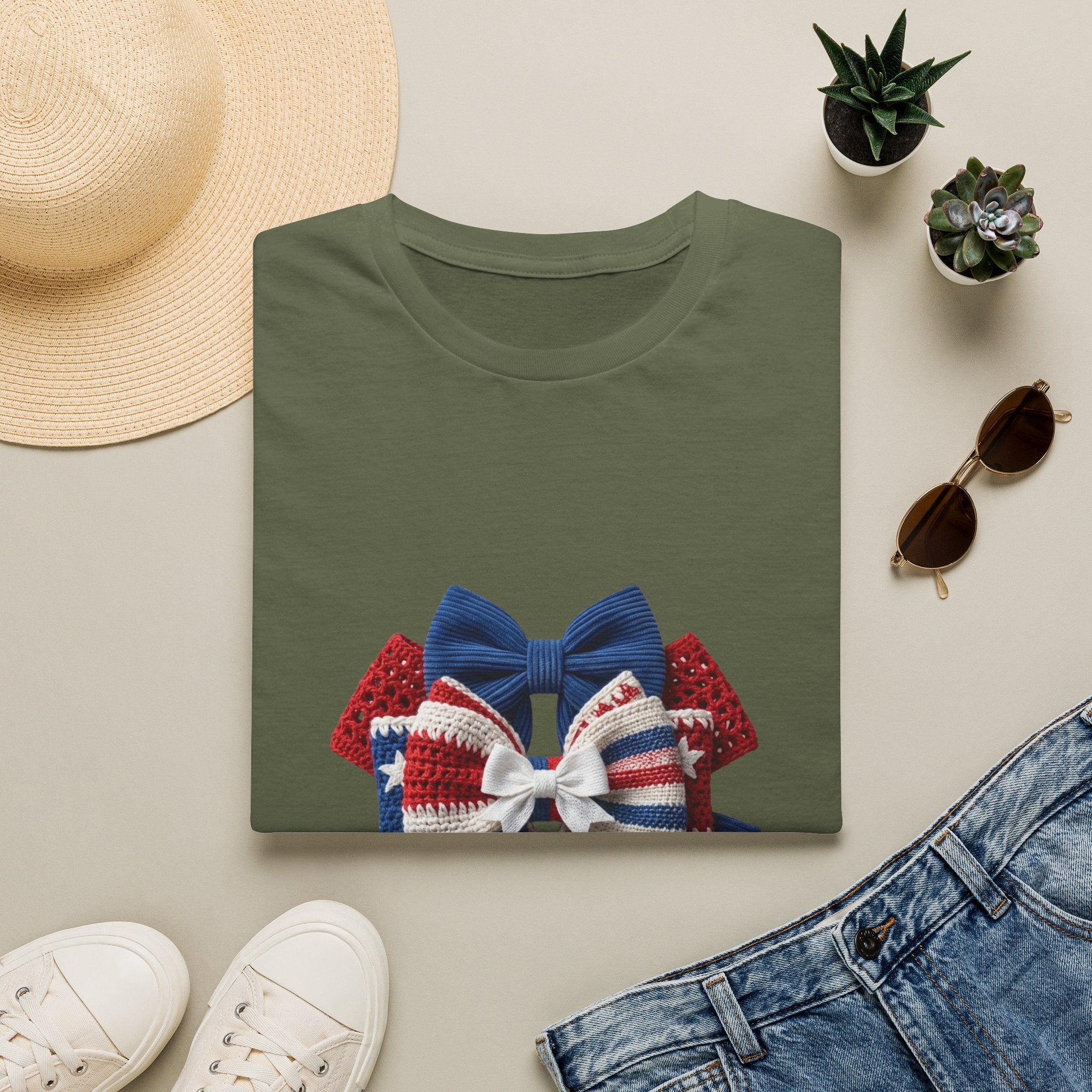 Patriotic Bow T-Shirt — Red White & Blue Ribbon Graphic