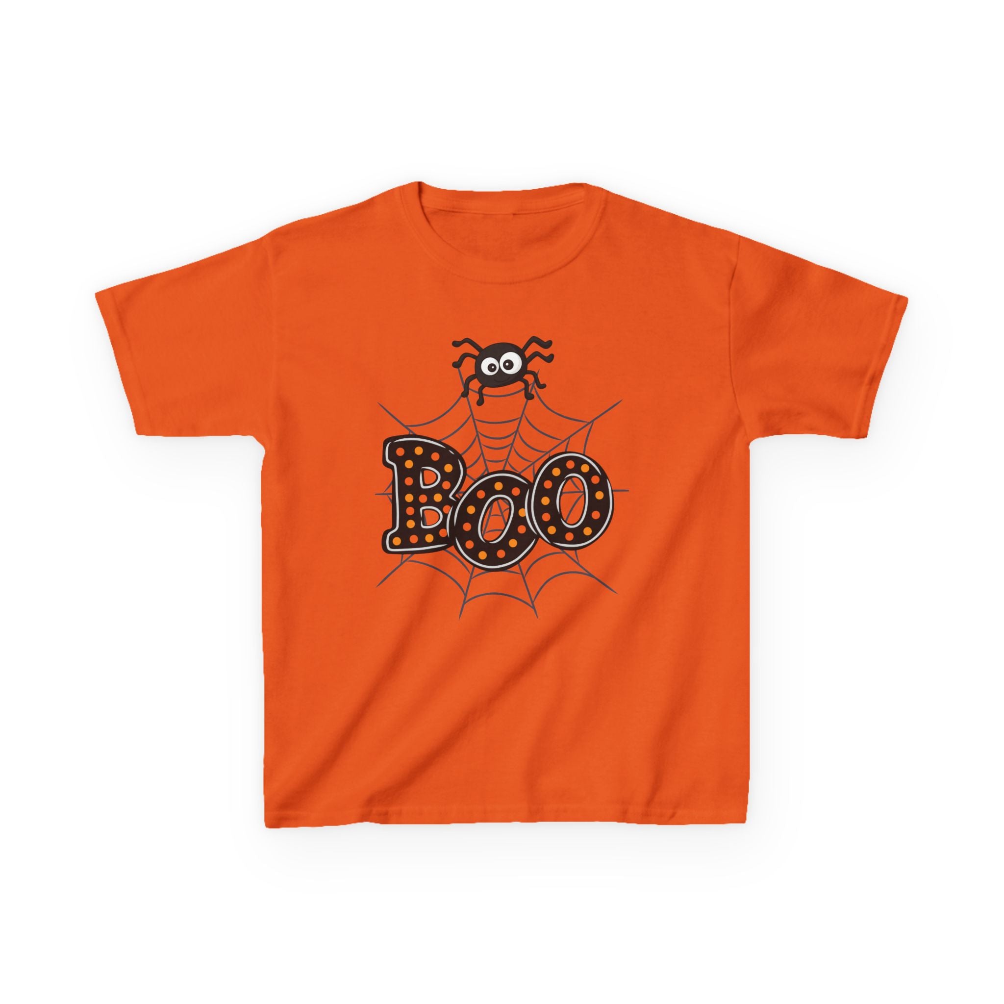 Kids Halloween Tee - "Boo" Spider Web Graphic