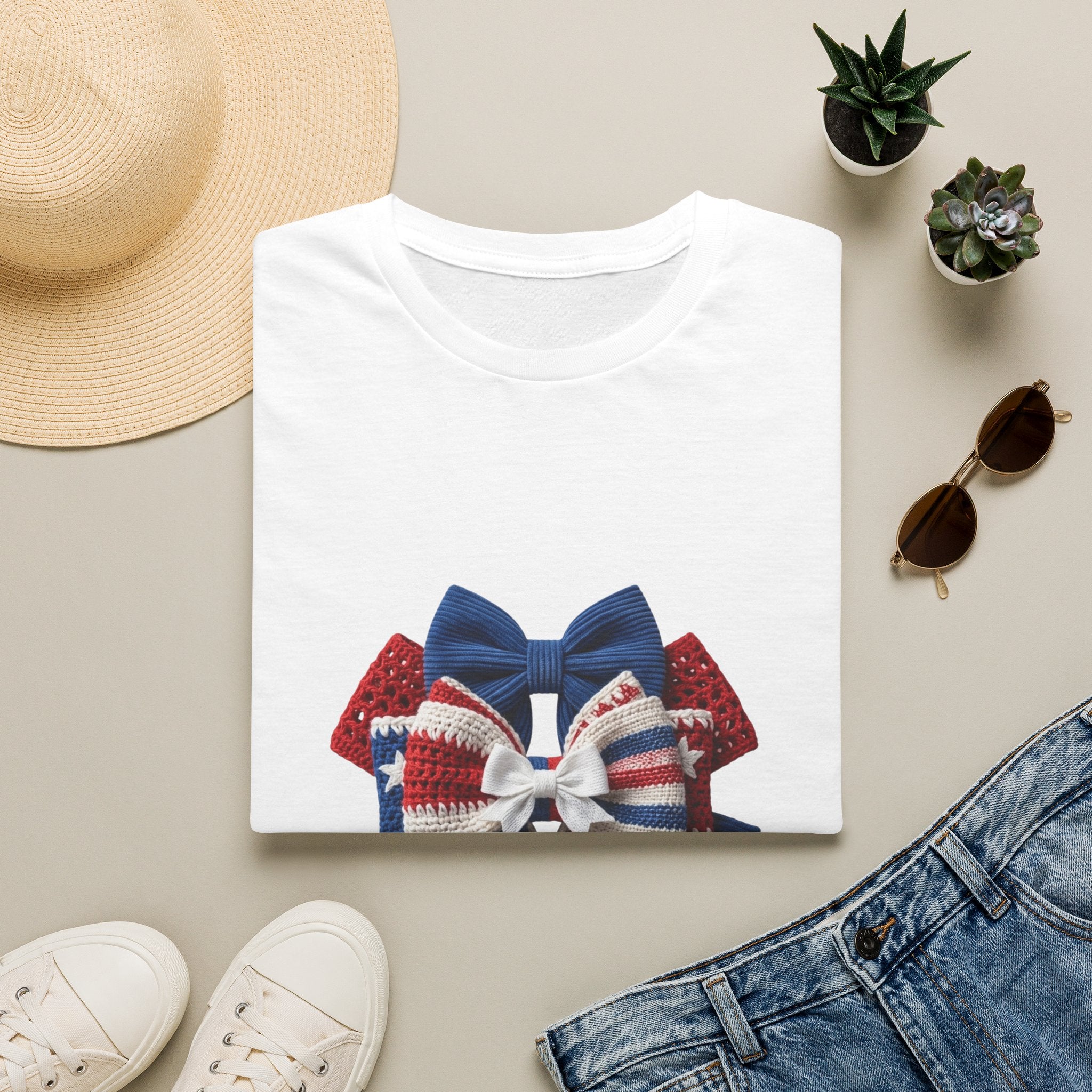 Patriotic Bow T-Shirt — Red White & Blue Ribbon Graphic