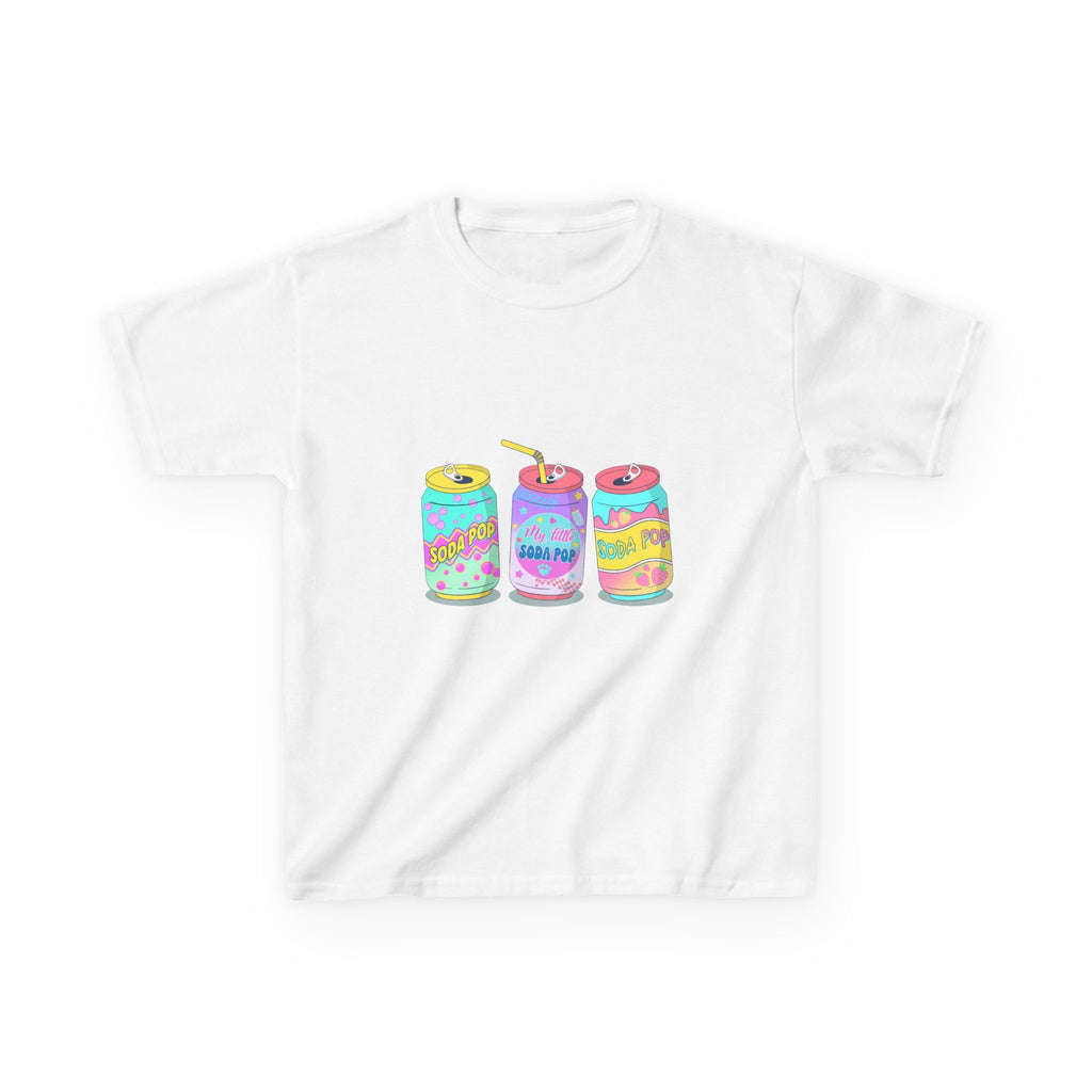 Kids T-Shirt — Colorful Soda Can Trio Graphic Tee (Cute Retro Drink Design)