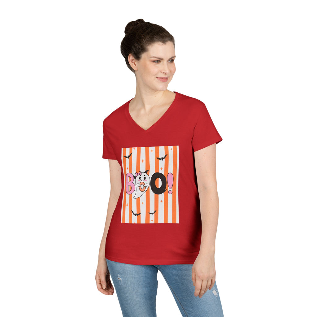 Boo! Ghost Halloween V‑Neck Tee