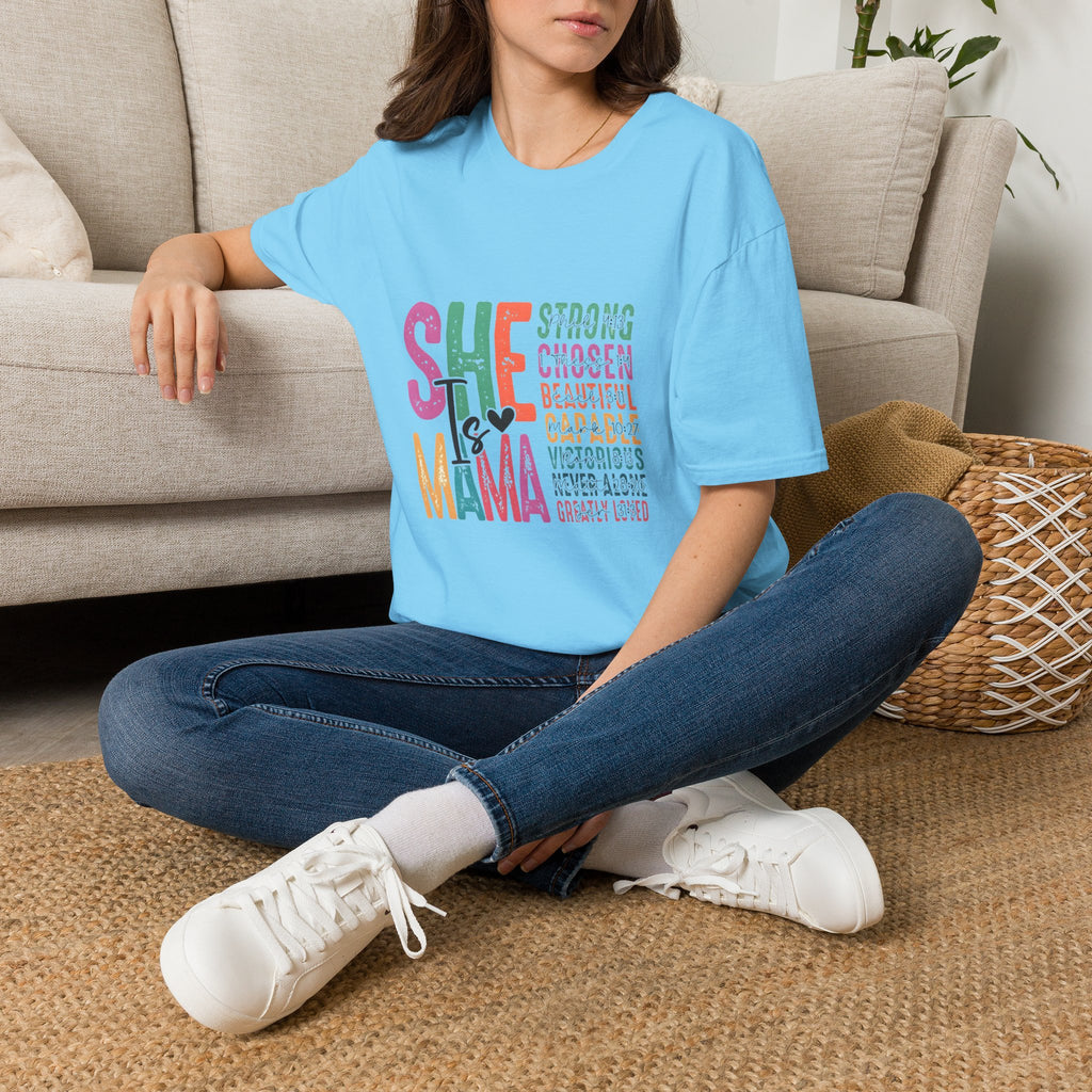 Mama T-Shirt — "She is Mama" Inspirational Mom Shirt (Strong • Chosen • Beautiful)