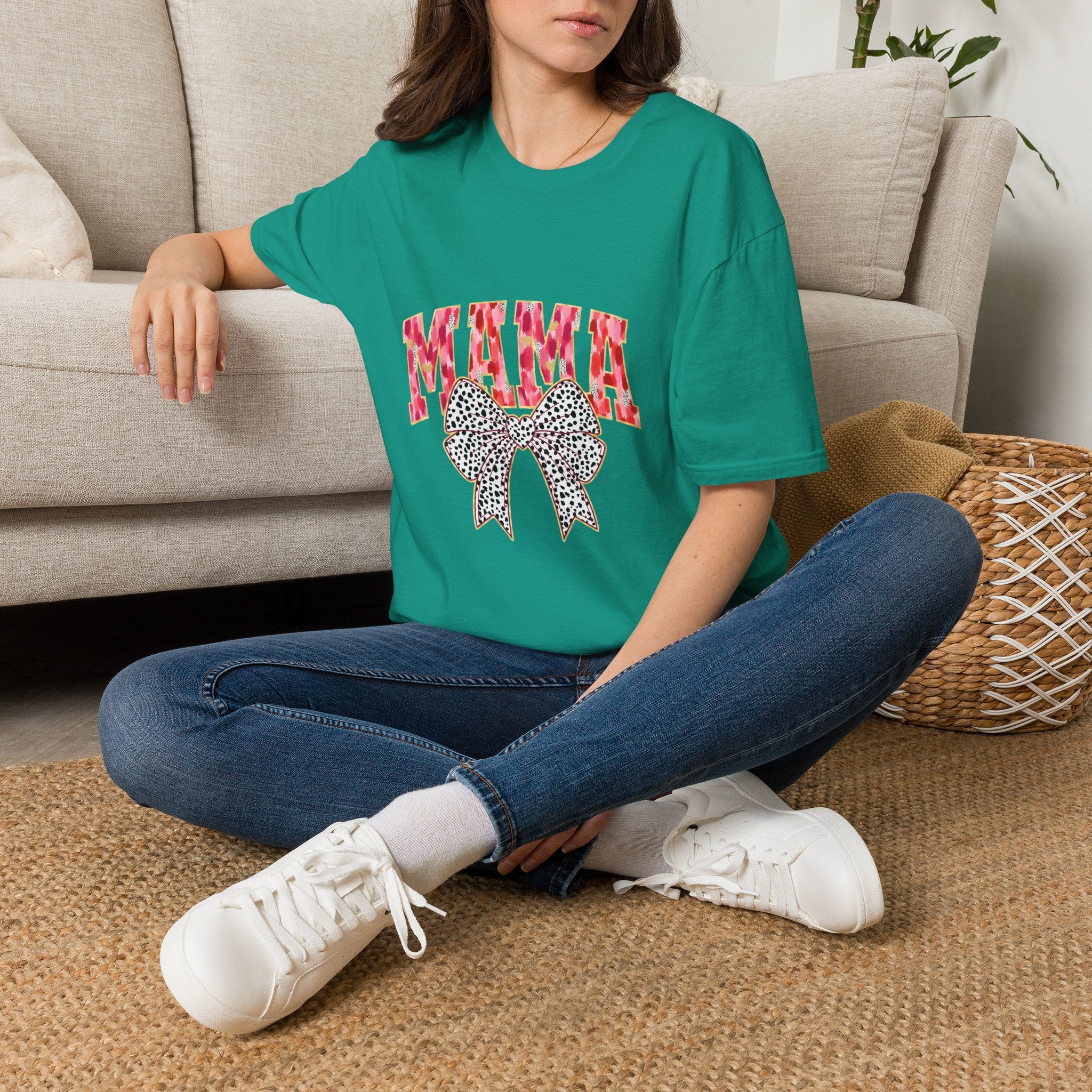 Mama T-Shirt with Leopard Bow — Cute Mom Graphic Tee