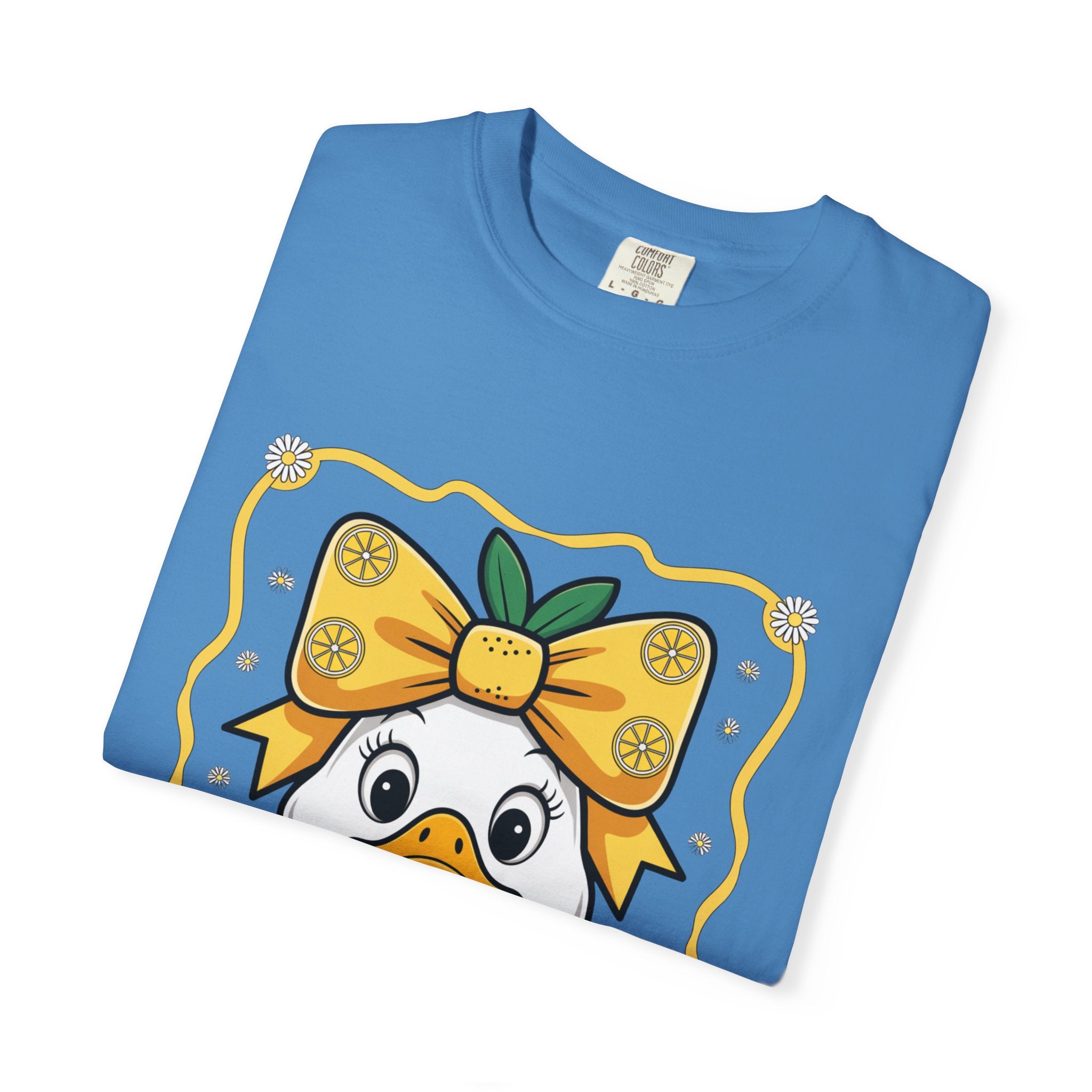 Cute Lemon Duck T-Shirt — Whimsical Duck with Bow Graphic Tee