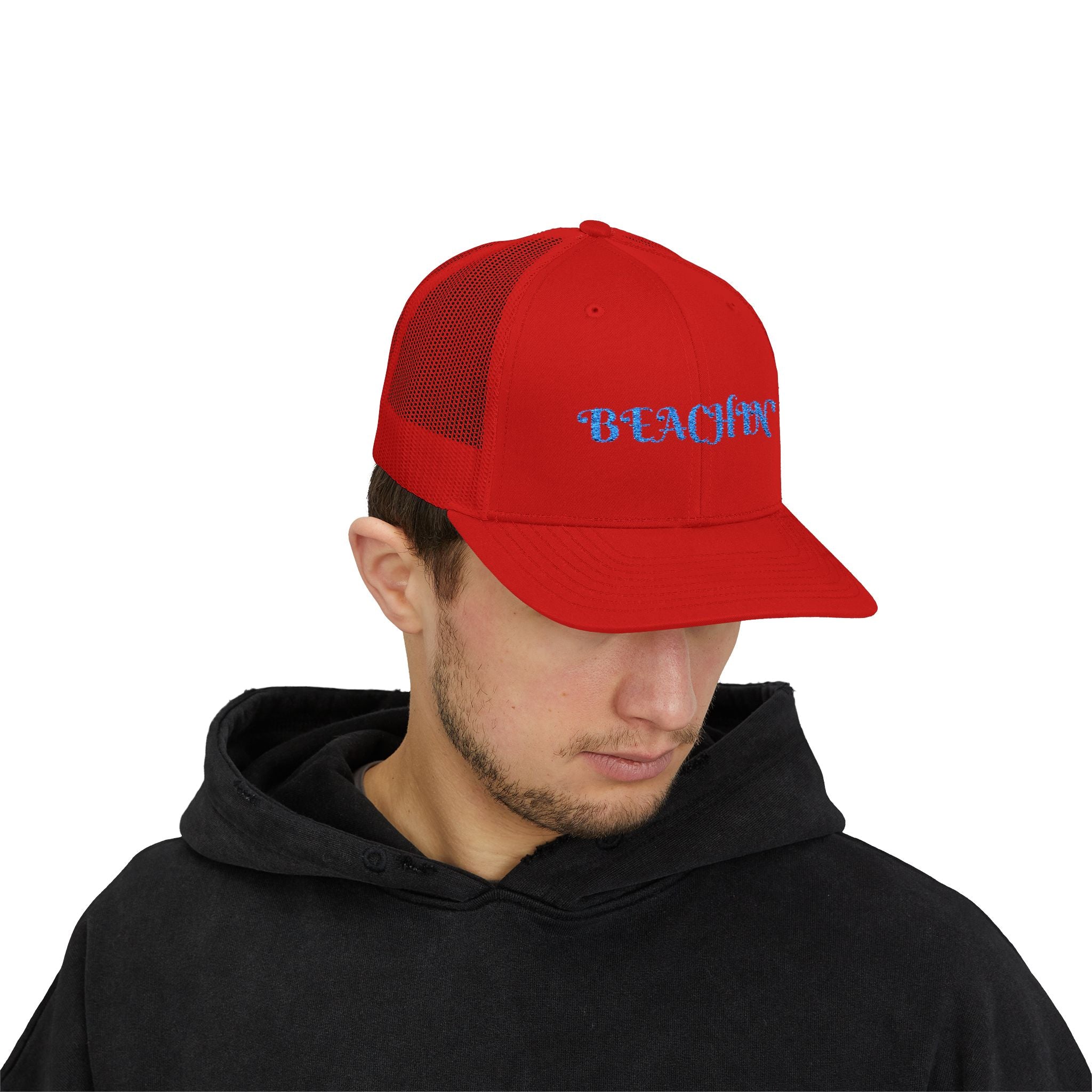 Beachin' Snapback Trucker Cap — Casual Beach Vibe Mesh Hat