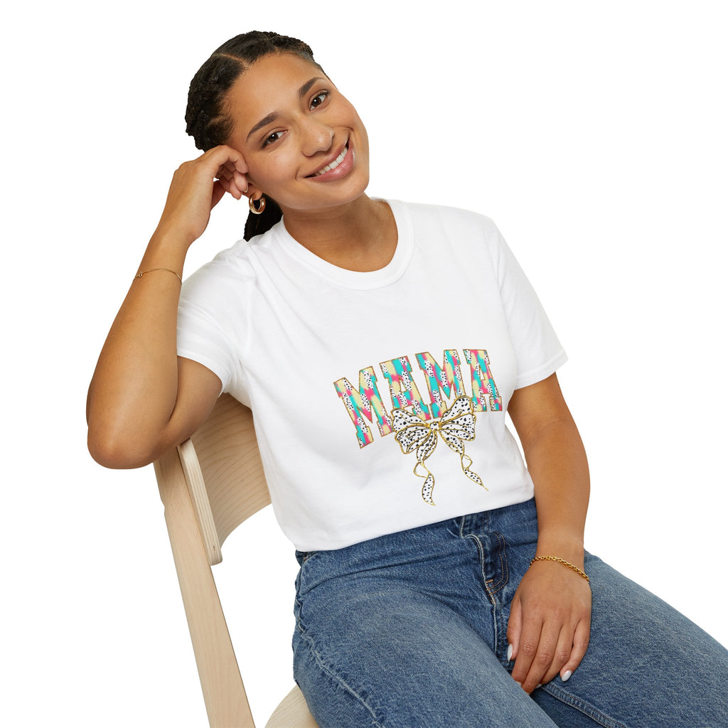 Mama Graphic Tee — Colorful Floral Leopard Bow Design