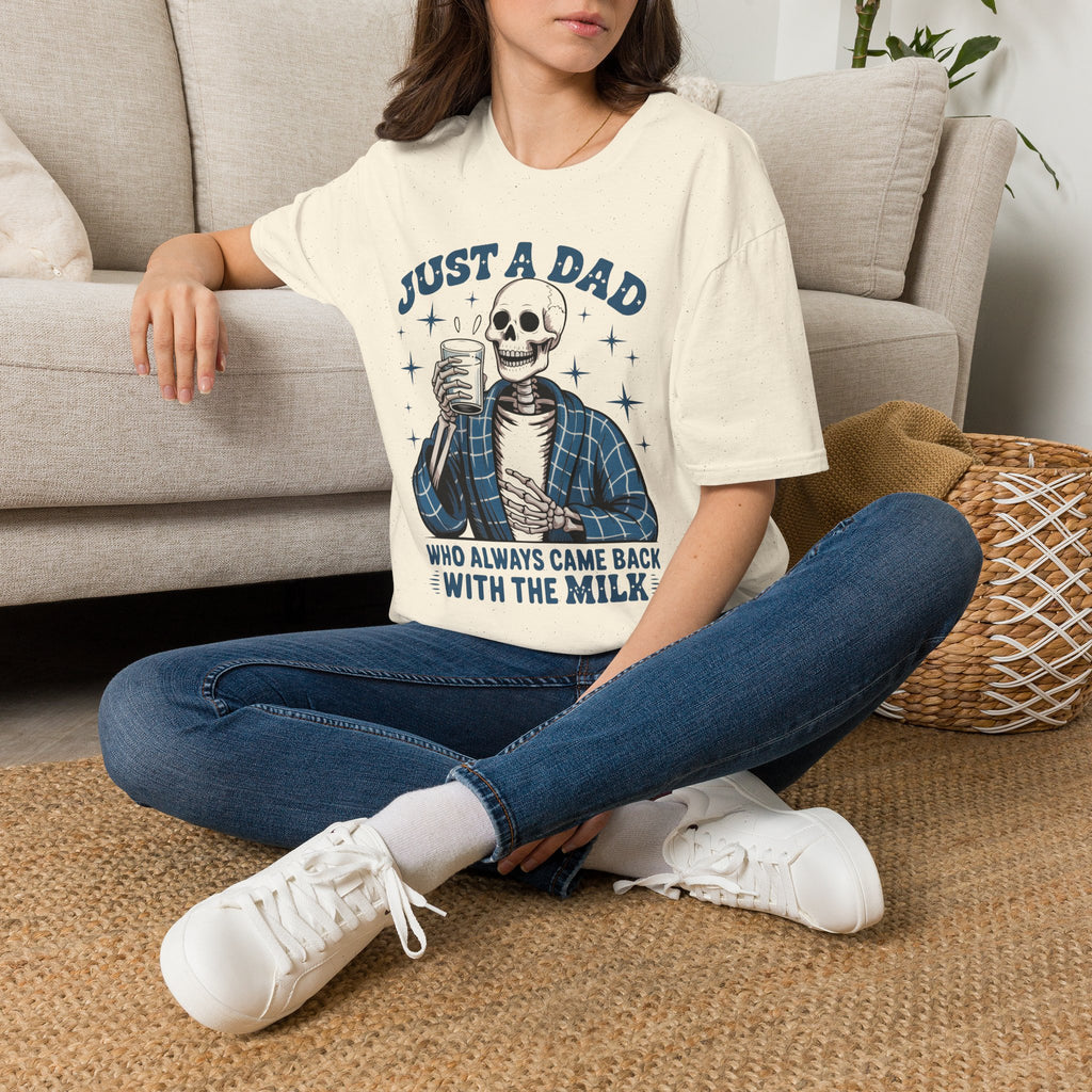 Just a Dad T-Shirt — 'Just a Dad Who Always Came Back With the Milk' Skeleton Vintage Tee