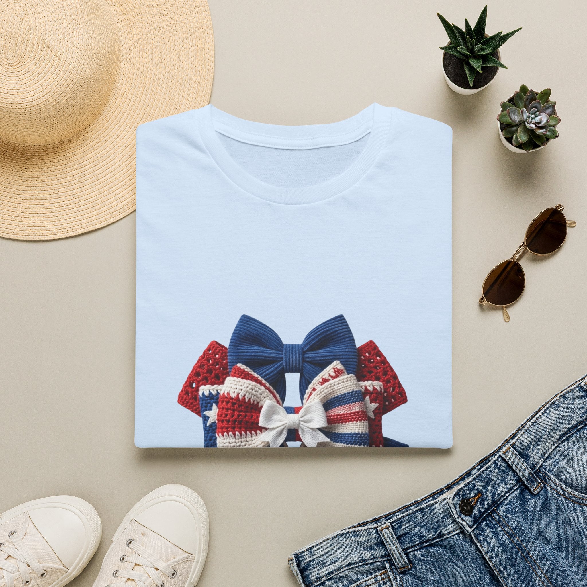 Patriotic Bow T-Shirt — Red White & Blue Ribbon Graphic