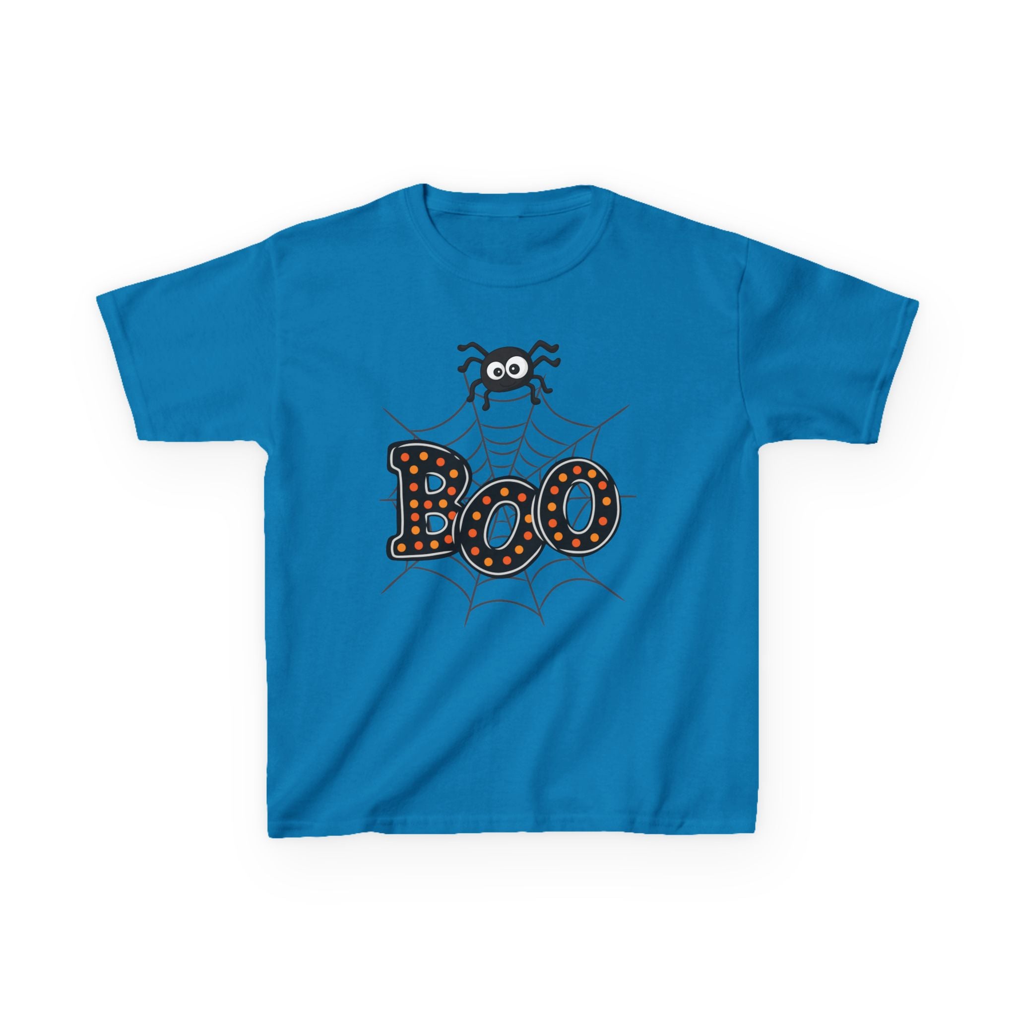 Kids Halloween Tee - "Boo" Spider Web Graphic