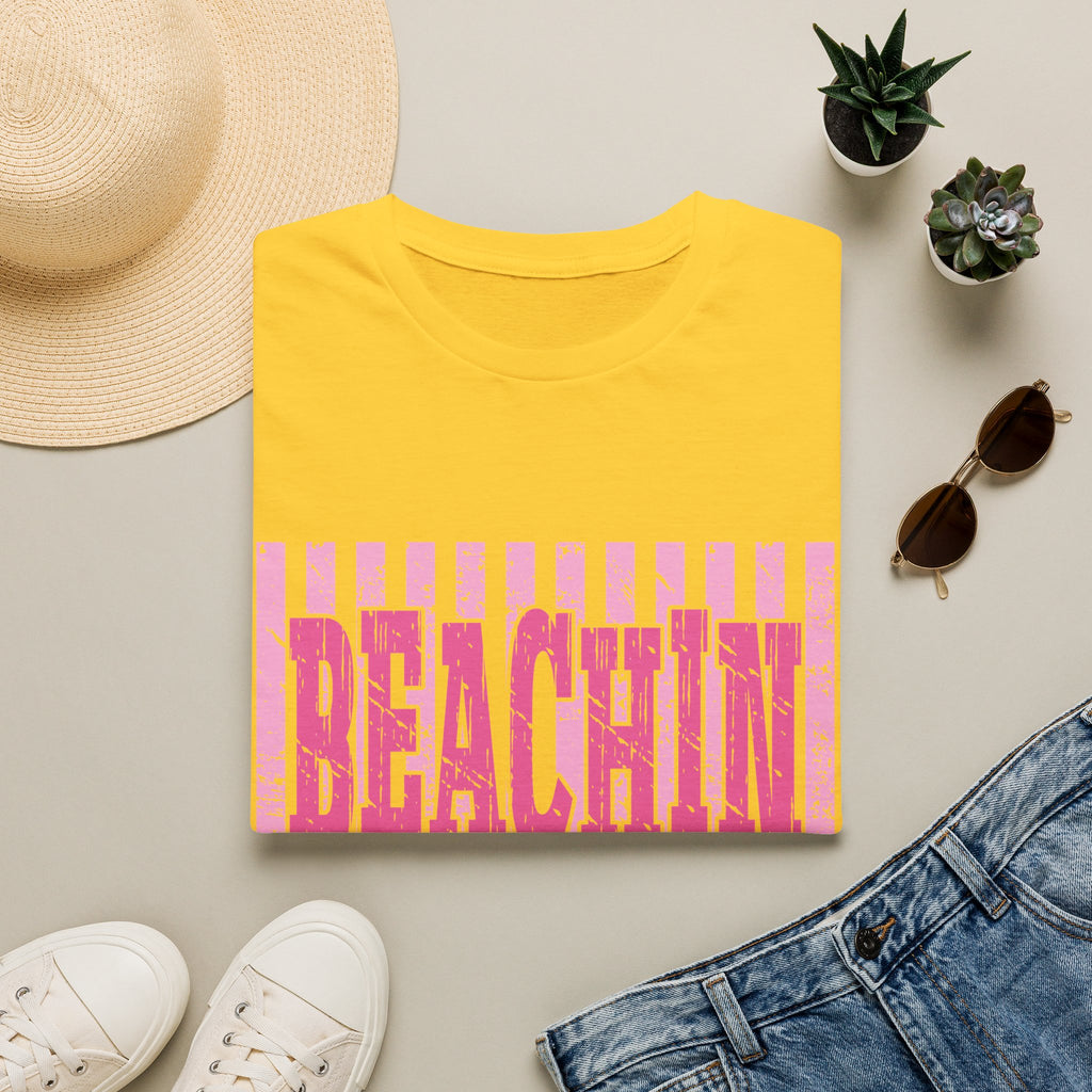 Beachin' Pink Striped Graphic T-Shirt | Summer Beach Vibes