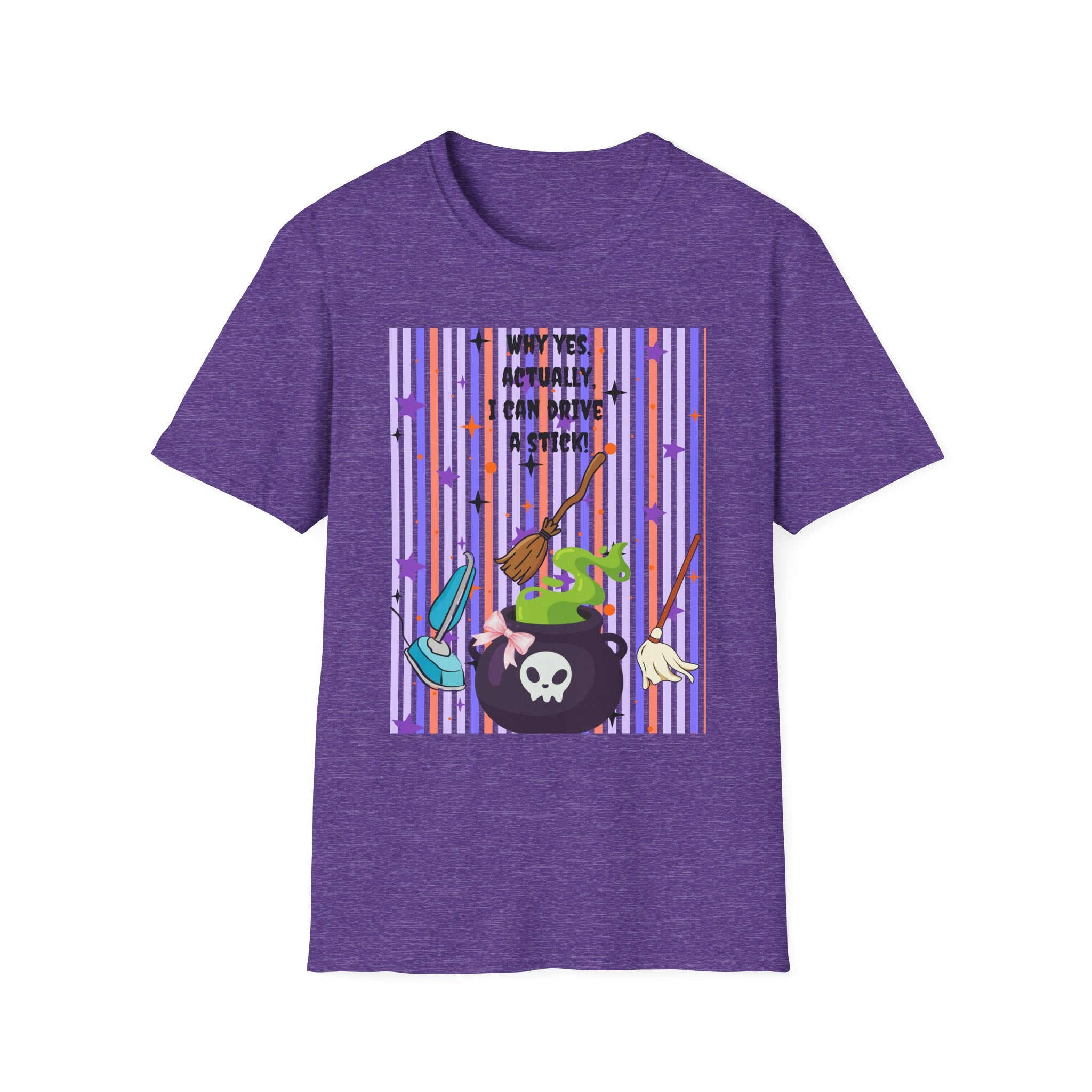 Witchy Broomstick Tee - "Why Yes Actually I Can Drive a Stick" Graphic T-Shirt Hocus Pocus