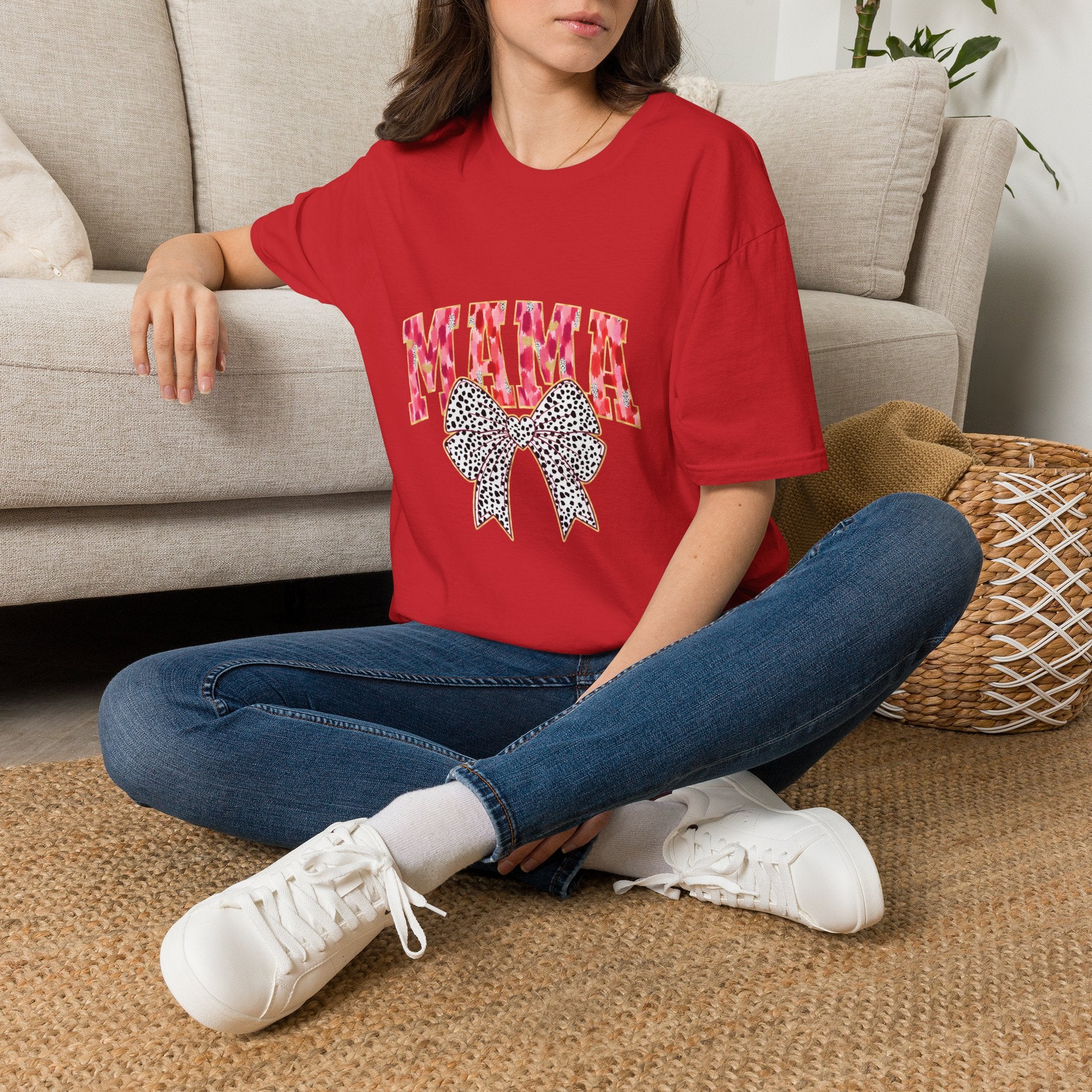 Mama T-Shirt with Leopard Bow — Cute Mom Graphic Tee