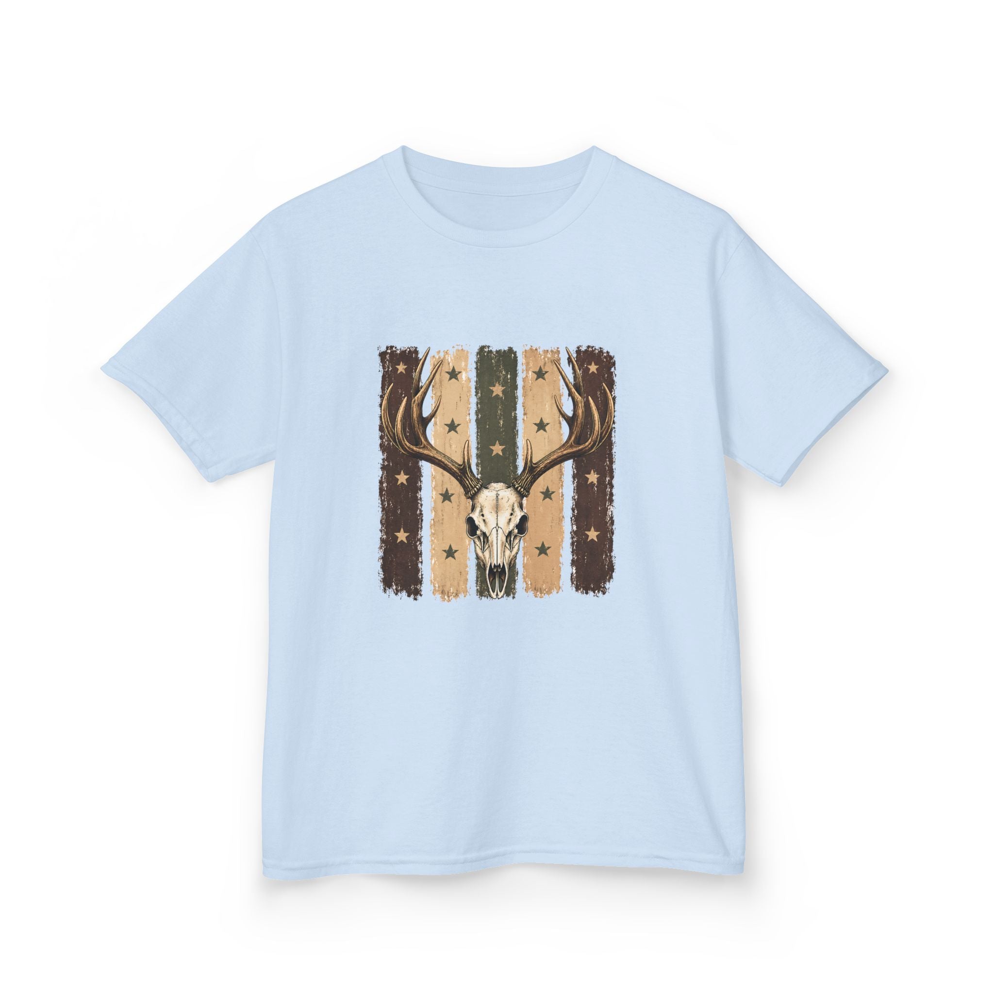 Kids Deer Skull Tee — Rustic Antler Graphic T-Shirt for Outdoor-Loving Kids