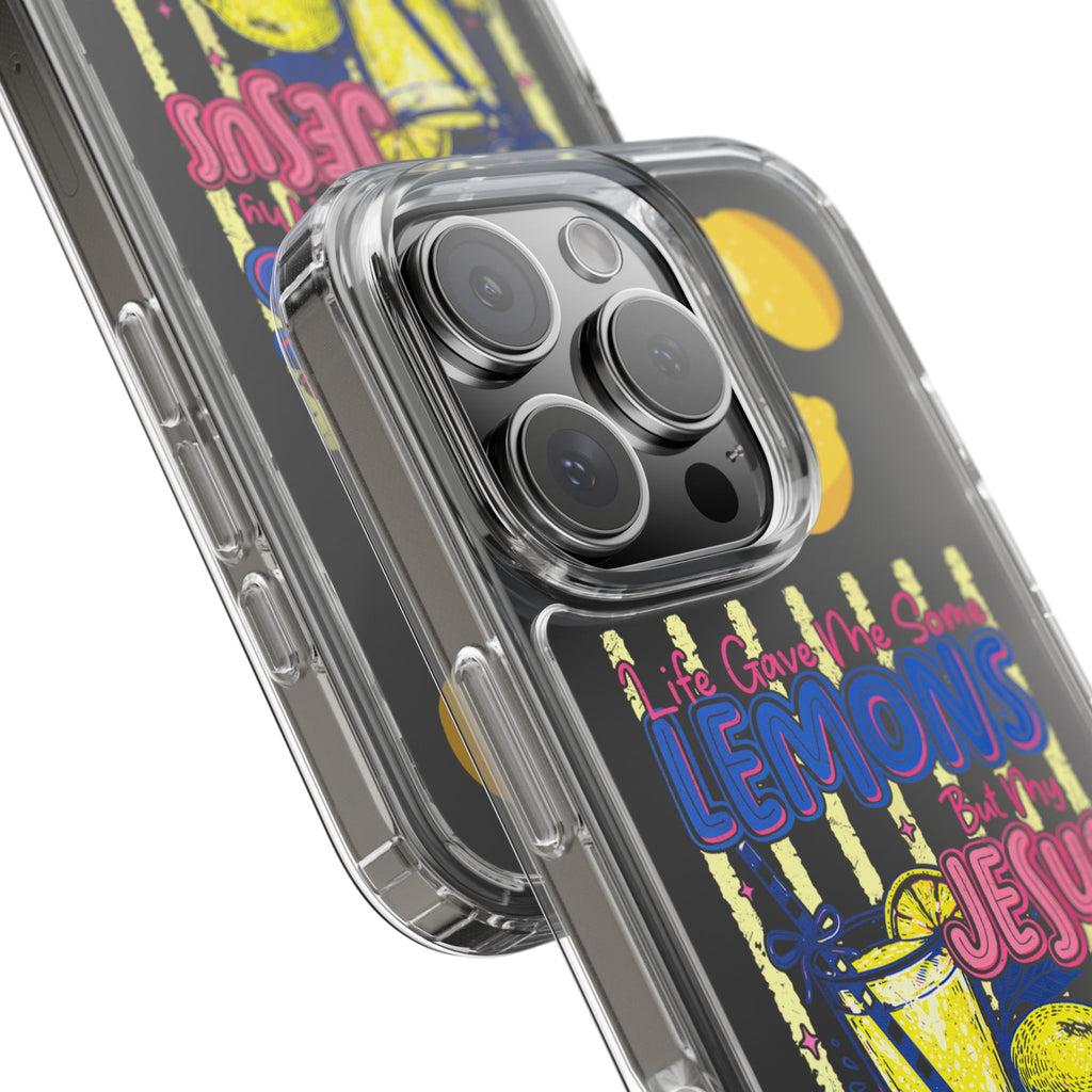 Clear Phone Case — “Life Gave Me Some Lemons But My Jesus Made Me Lemonade” Inspirational Lemon Design