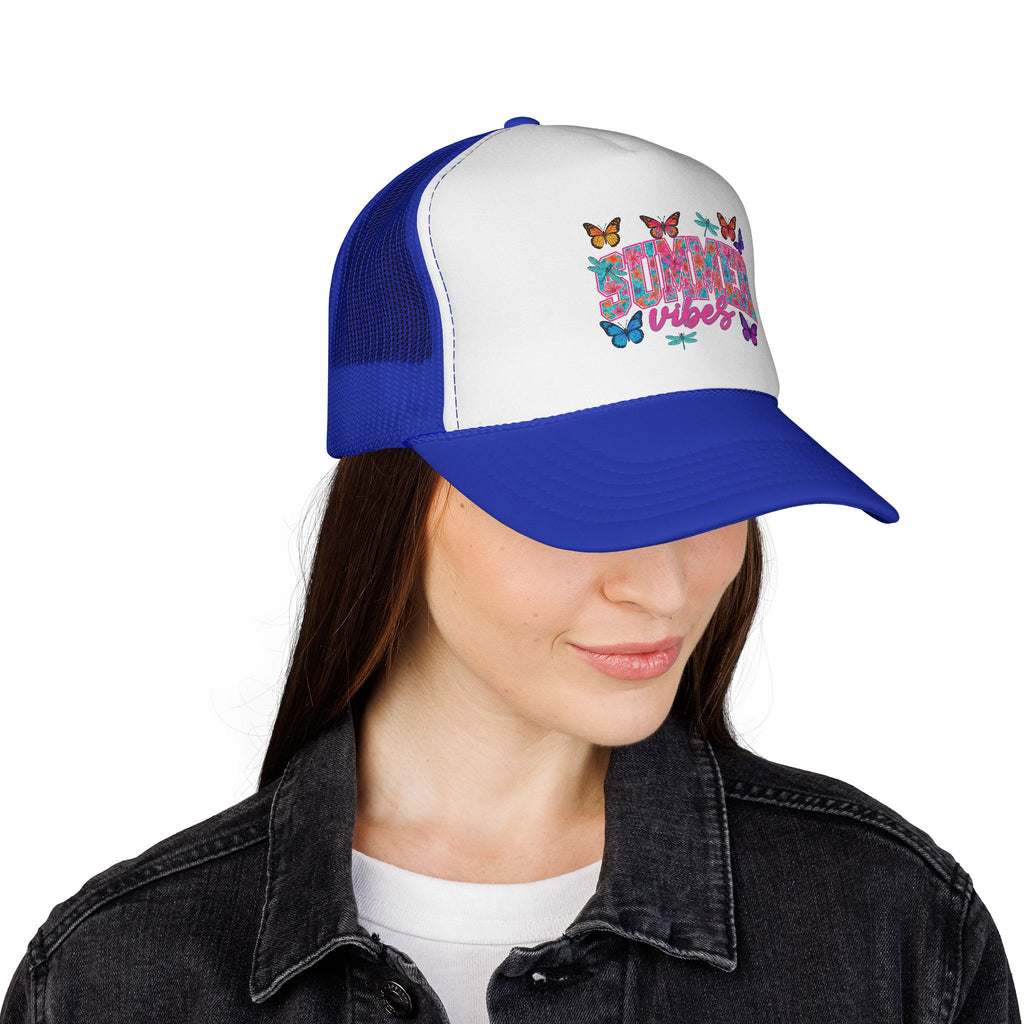 Trucker Cap - 'Butterfly Vibes' Floral Graphic Mesh Hat