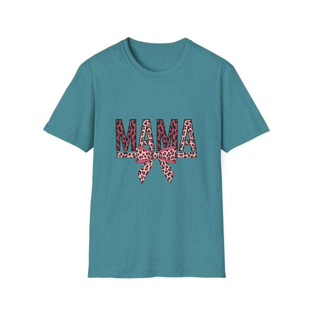 Mama Leopard Print T-Shirt — Pink Bow Mom Tee