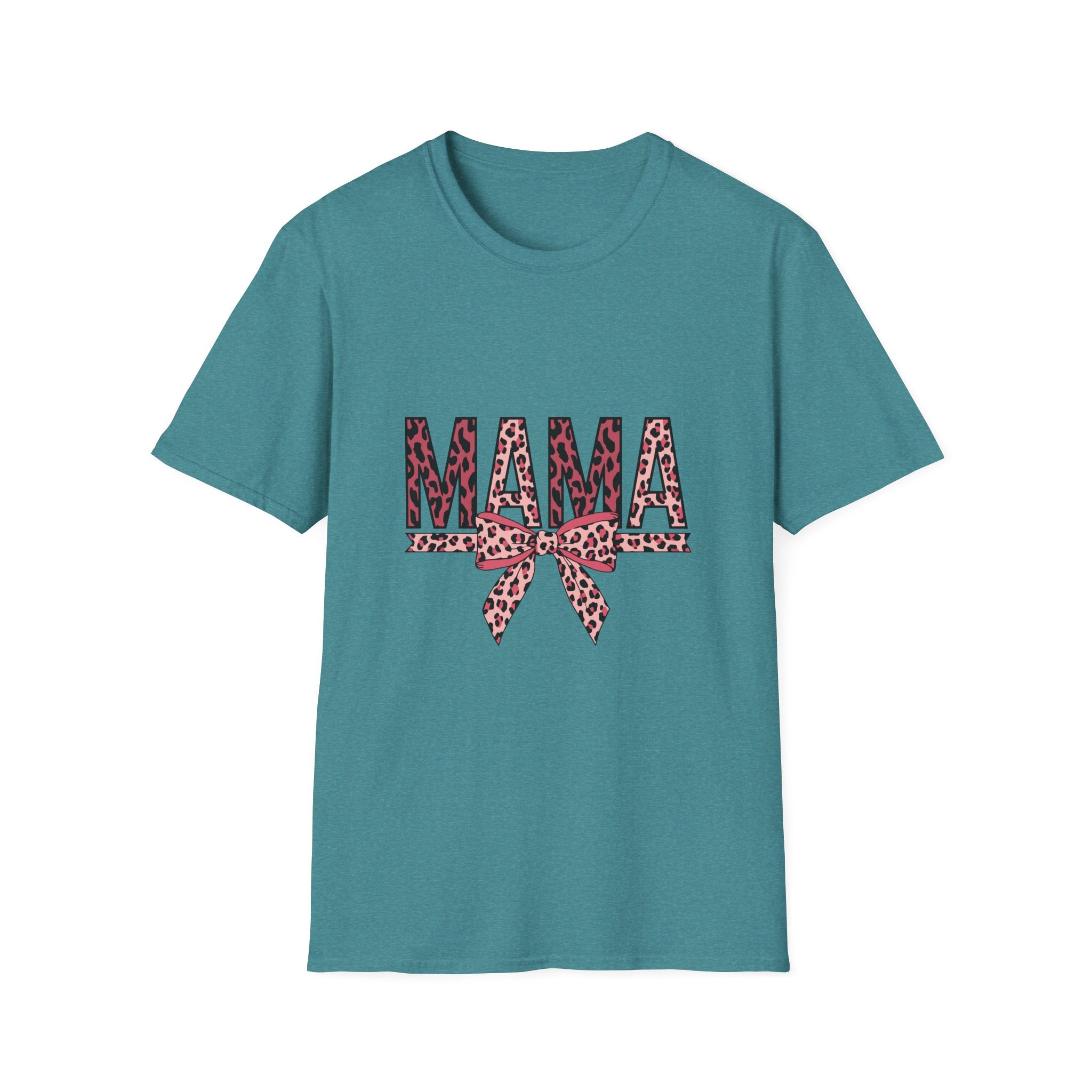 Mama Leopard Print T-Shirt — Pink Bow Mom Tee