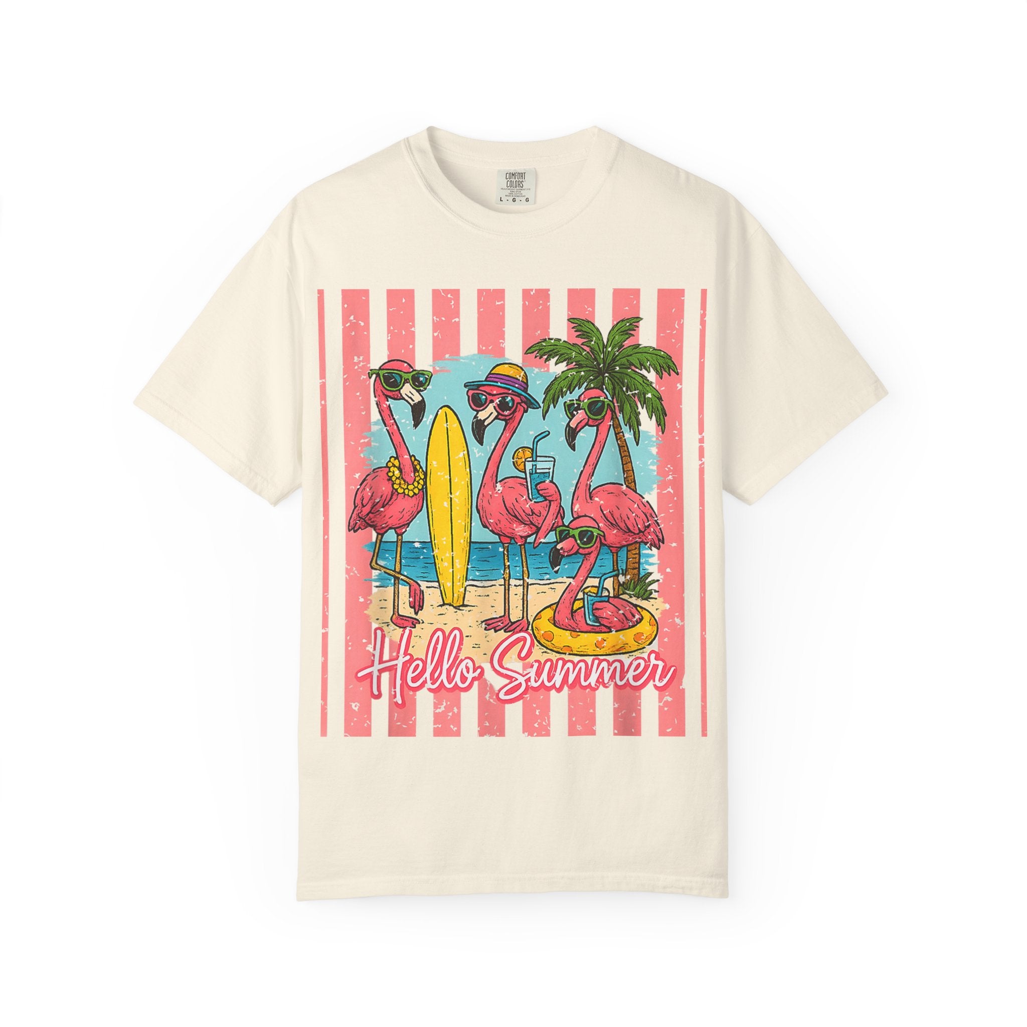 Hello Summer Flamingo Beach T-Shirt